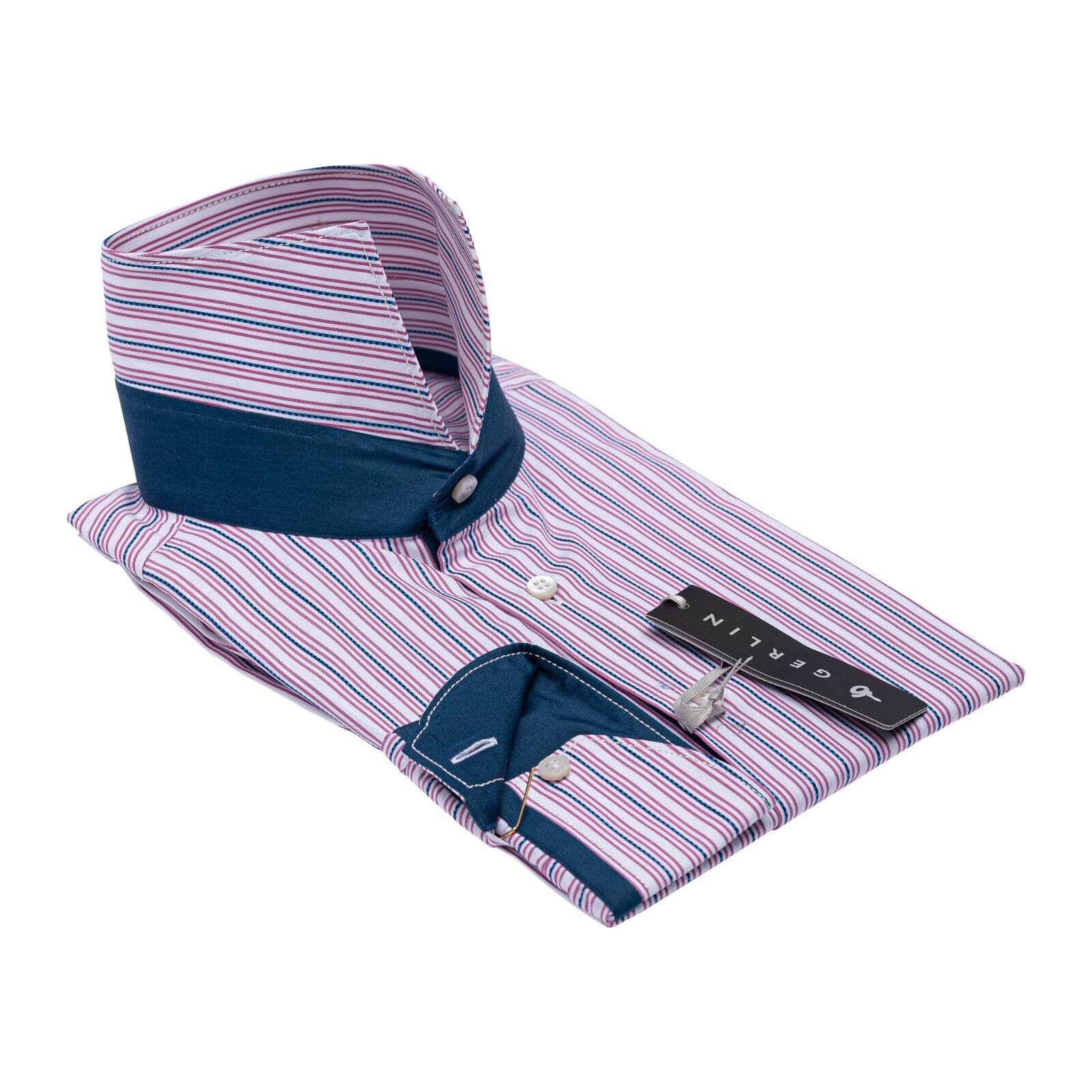 690$ ITALIAN LUXURY GERLIN Shirt Striped Cotton 16 - 41 8C BIJAN