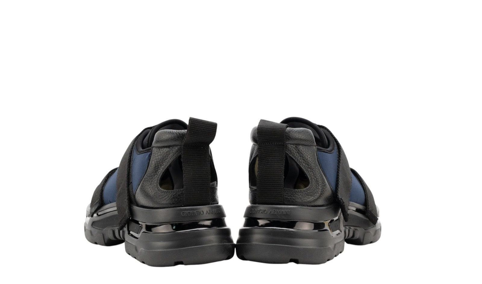 1450$ GIORGIO ARMANI Sneakers Shoes Strapped Blue Black Suede 10 UK 11 US 44 IT