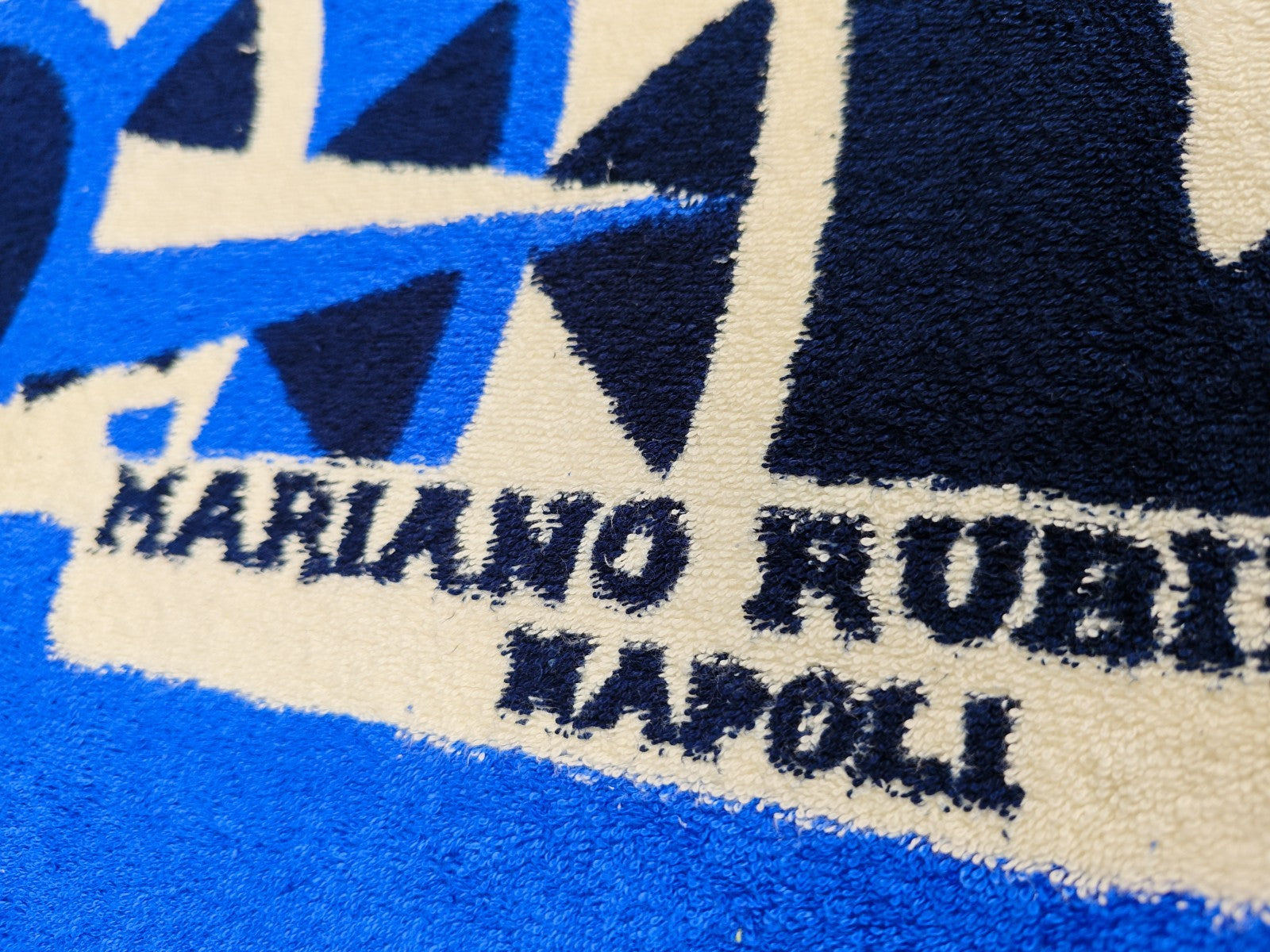 550$ RUBINACCI "Napoli" Beach Towel 100x180 cm White / Blue Italian Luxury