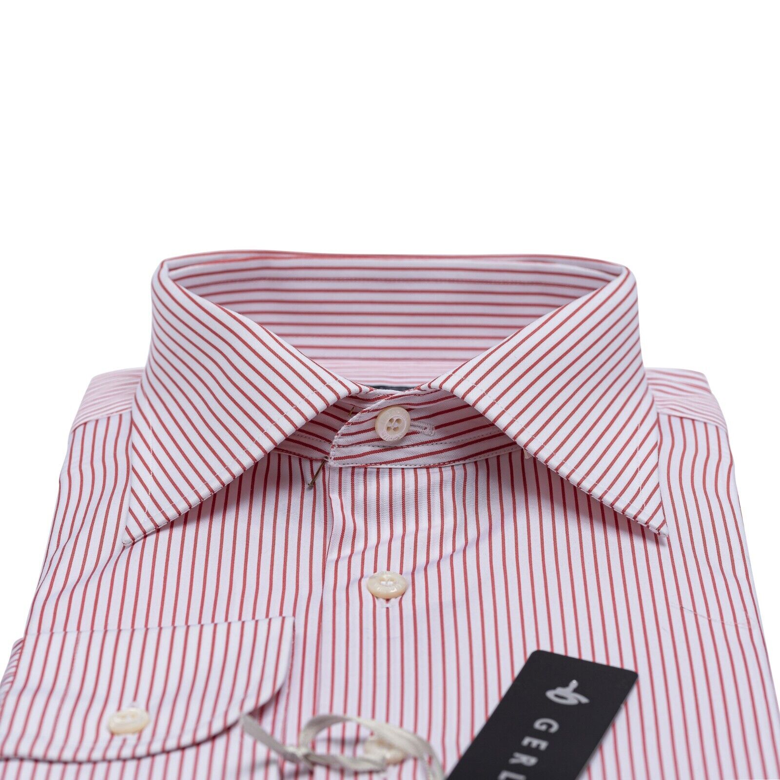 690$ LUXURY GERLIN Shirt Striped White - Red Cotton 16 - 41 2AT ZILLI