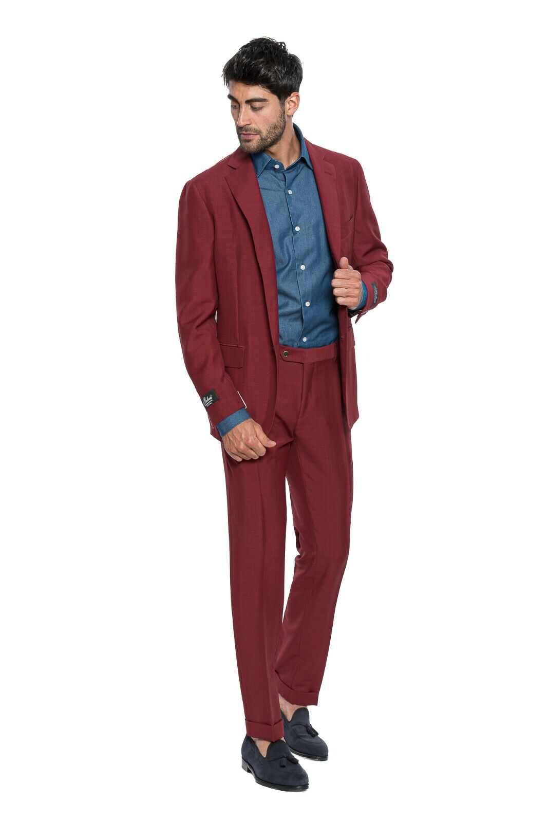 $3250 Belvest Red Pompeian Suit Mohair & Wool 40 US / 50 EU 7R JACKETINTHEBOX
