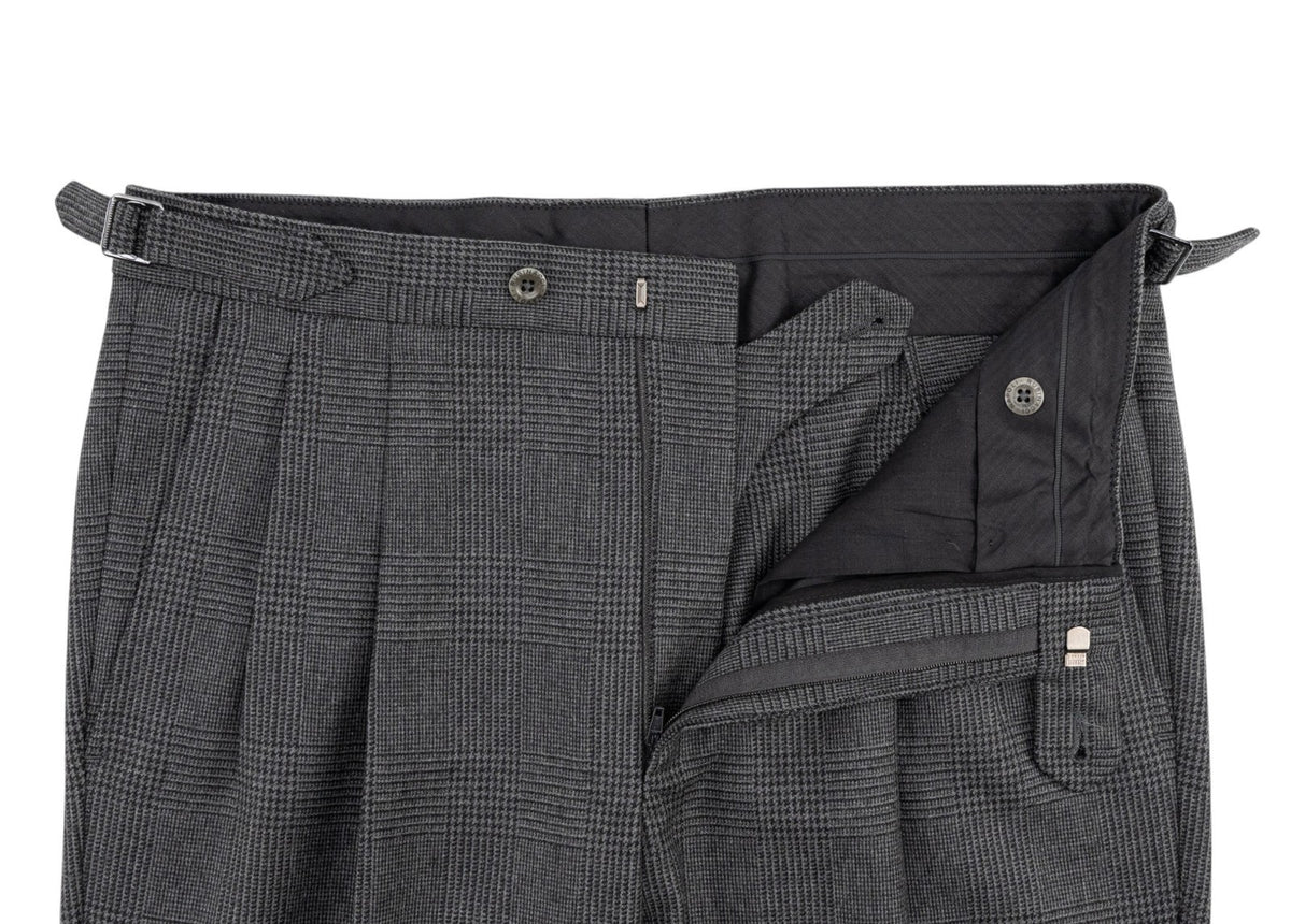 $3475 RUBINACCI NAPOLI Double Breasted Suit Gray Wool Glen Plaid 40 US / 50 EU
