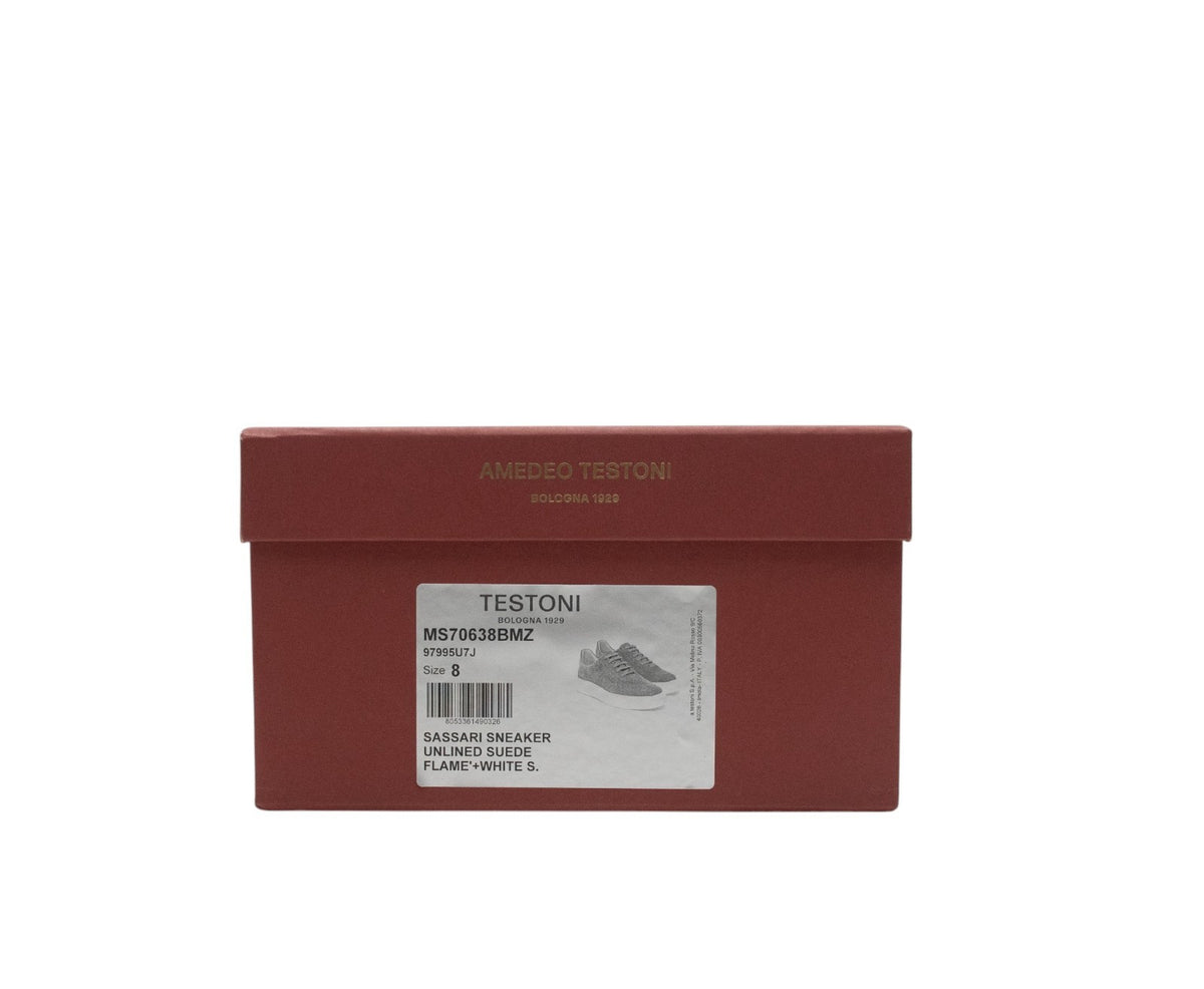 850$ TESTONI "Sassari" Sneaker Unlined Suede Flame 8 UK / 9 US / 42 IT