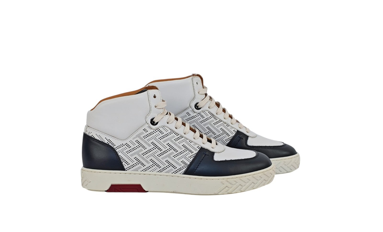 1100$ TESTONI Ravenna High Top Sneaker Perforated Interlock 8 UK / 9 US / 42 IT