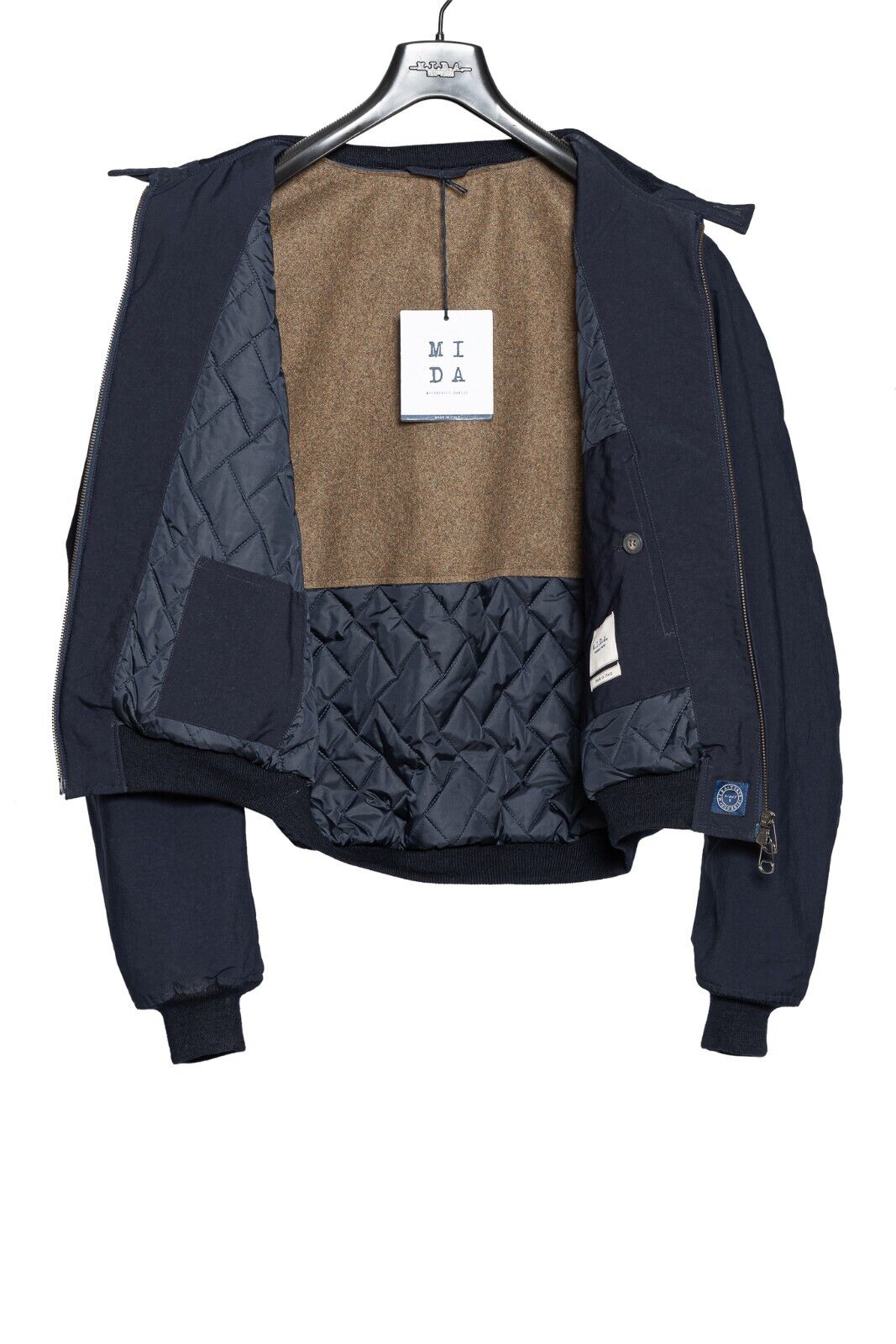 550$ M.I.D.A TOKYO-FIRENZE Bomber Jacket Blue Filled in Cashmere 42 US / 52 EU