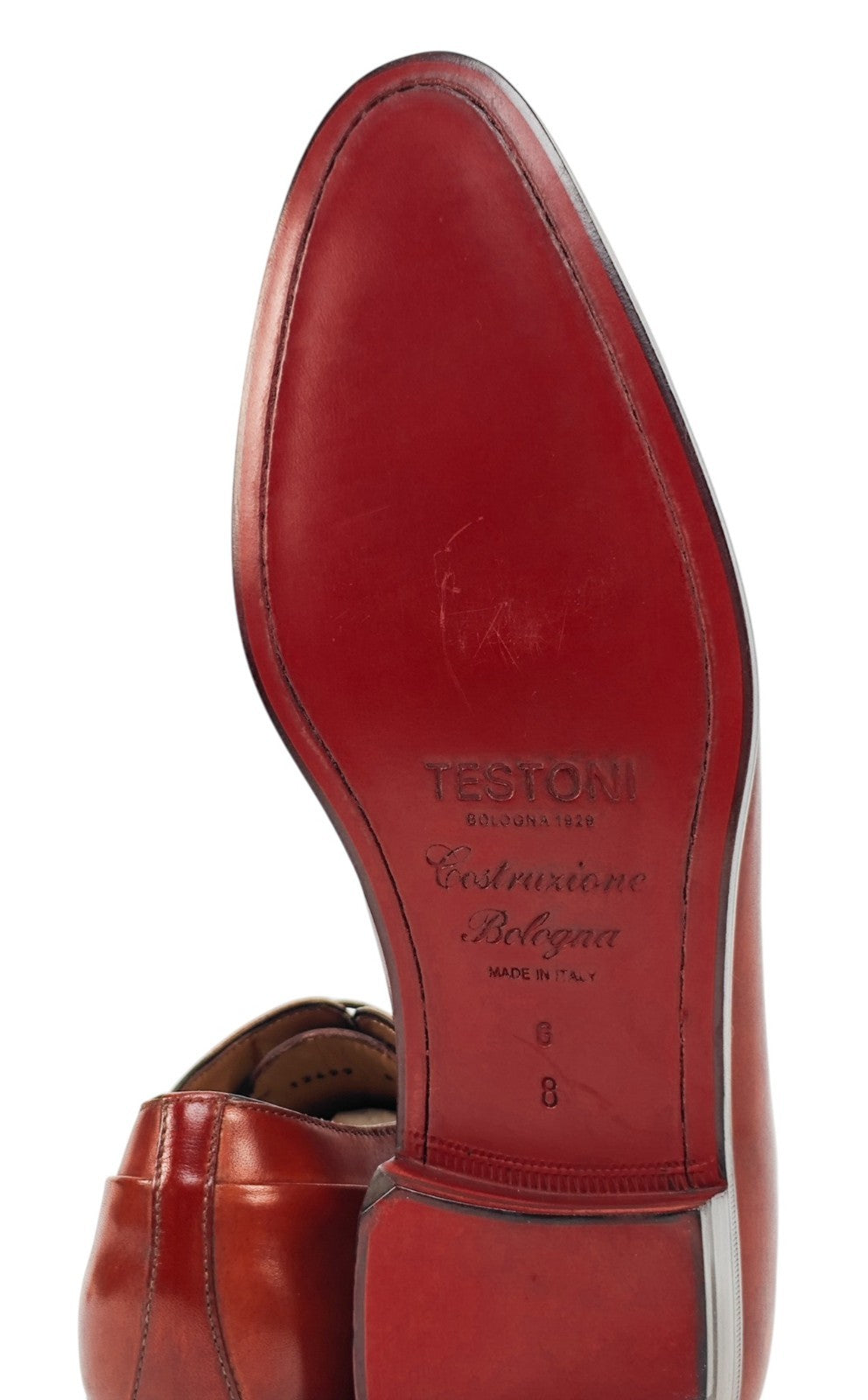 1300$ TESTONI Sant'Eulalia Oxford Shoes BOLOGNESE Calf Rust 8 UK / 9 US / 42 IT
