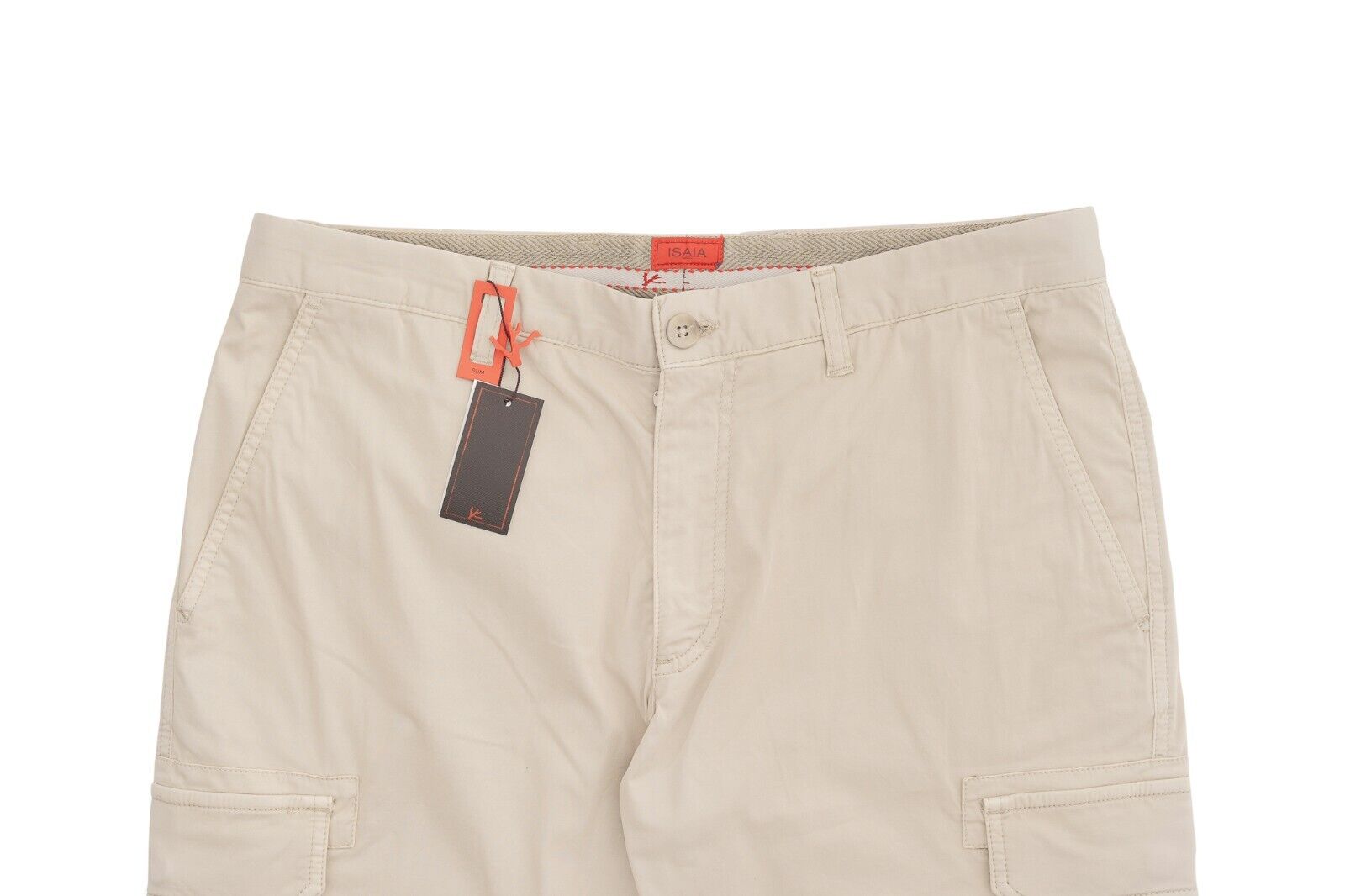 850$ ISAIA NAPOLI Beige Cargo Trouser Sport Pant Cotton Slim Fit