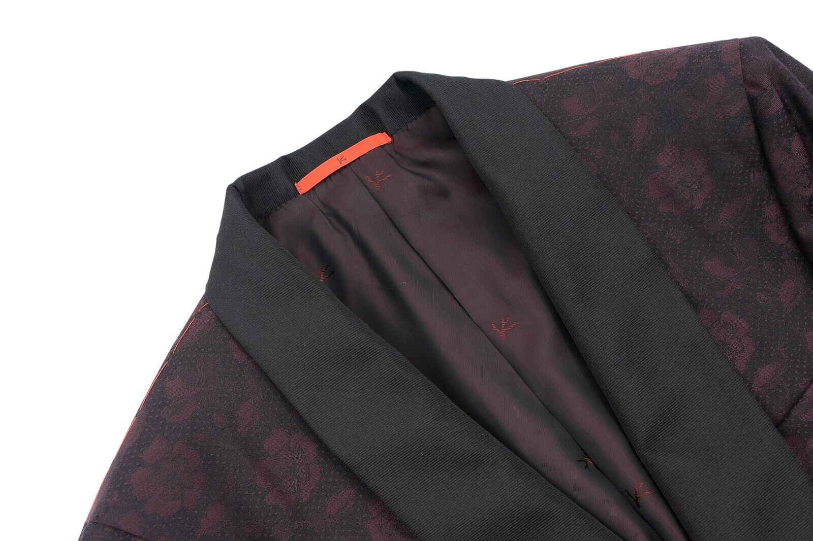 $5800 ISAIA NAPOLI Burgundy Jacquard Floral Tuxedo Jacket Wool  40 US / 50 EU 8R