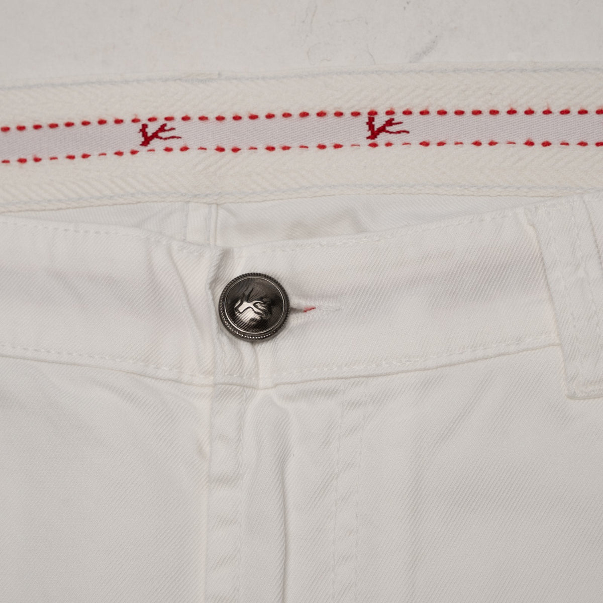 695$ ISAIA NAPOLI White 5 Pockets Jeans Denim Pant Cotton Slim Fit