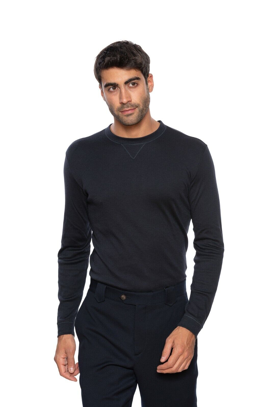 1100$ GIORGIO ARMANI Sweater Sweatshirt 100% Cashmere Blue Navy 40 US / 50 EU