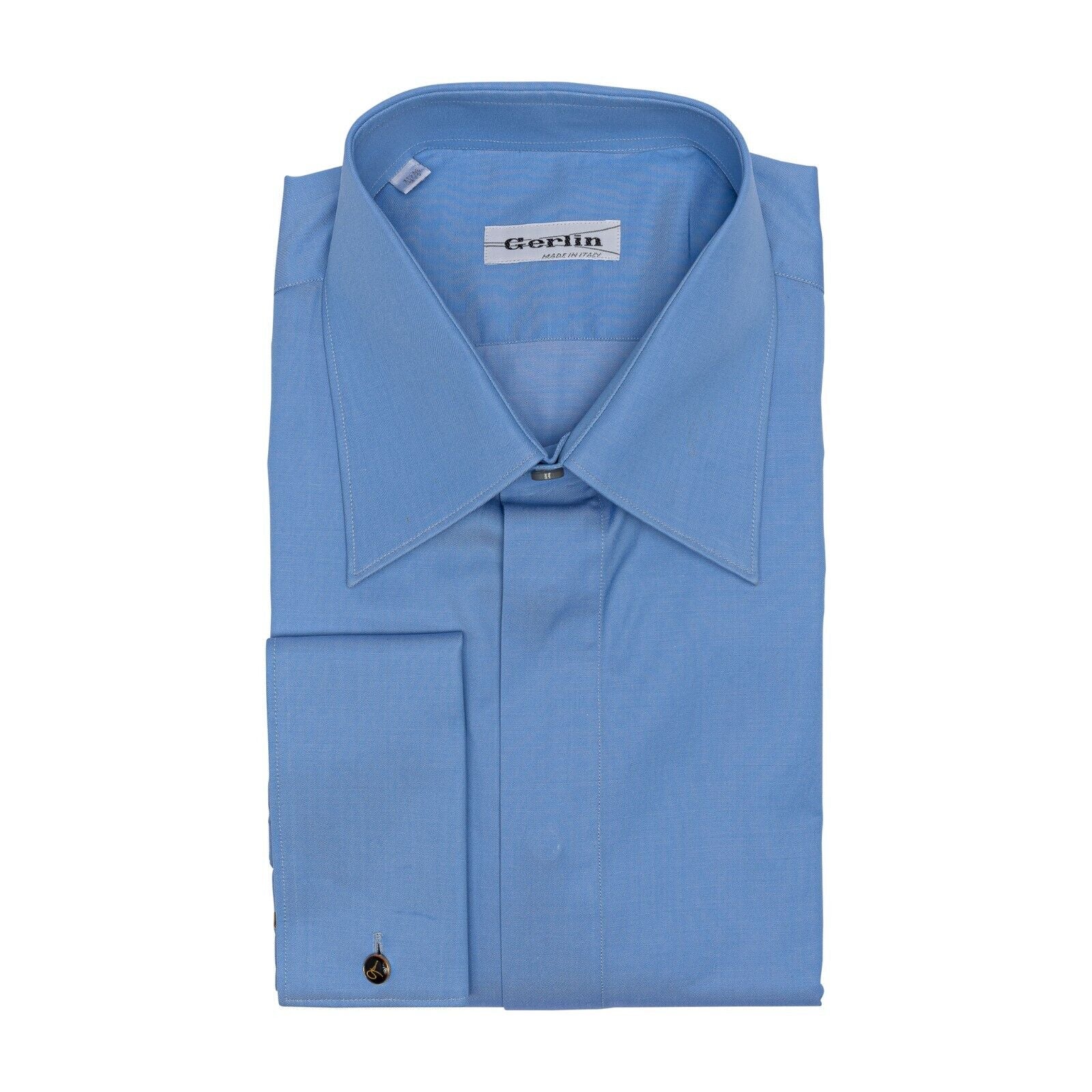 690$ ITALIAN LUXURY GERLIN Shirt Sky Blue Fine Cotton 1AR ZILLI