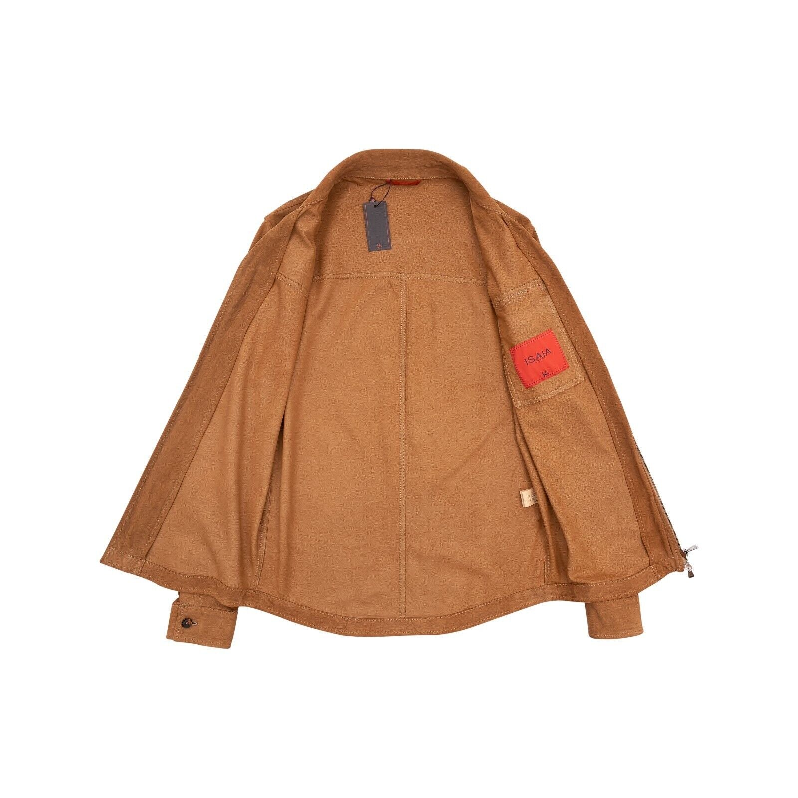 $3950 ISAIA NAPOLI Brown Zip Jacket Aged Effect Lambskin Leather 36 US / 46 EU