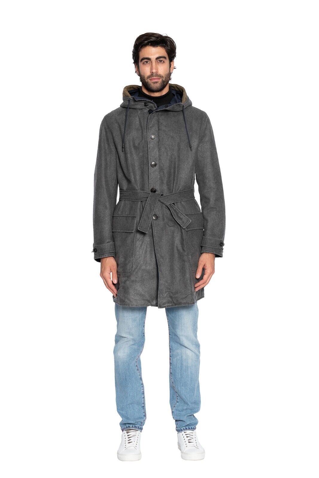 850$ M.I.D.A TOKYO-FIRENZE Parka Coat Reversible Wool Blue / Gray 42 US / 52 EU