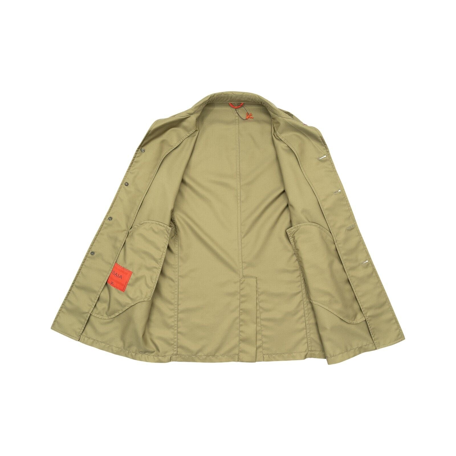 $2800 ISAIA Green Olive Trench Coat Carcoat Techno Cashmere / Silk 38 US / 48 EU