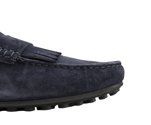 1200$ TESTONI "Portocervo" Driver Loafer Shoes Suede Calf Navy 8 UK 9 US / 42 IT