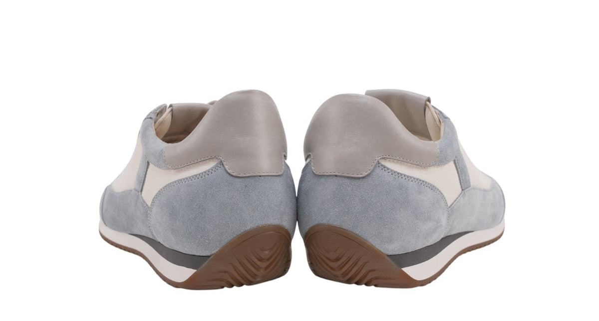 850$ TESTONI "Modena" Sneaker Eco-Nylon Suede White Ice 8 UK / 9 US / 42 IT