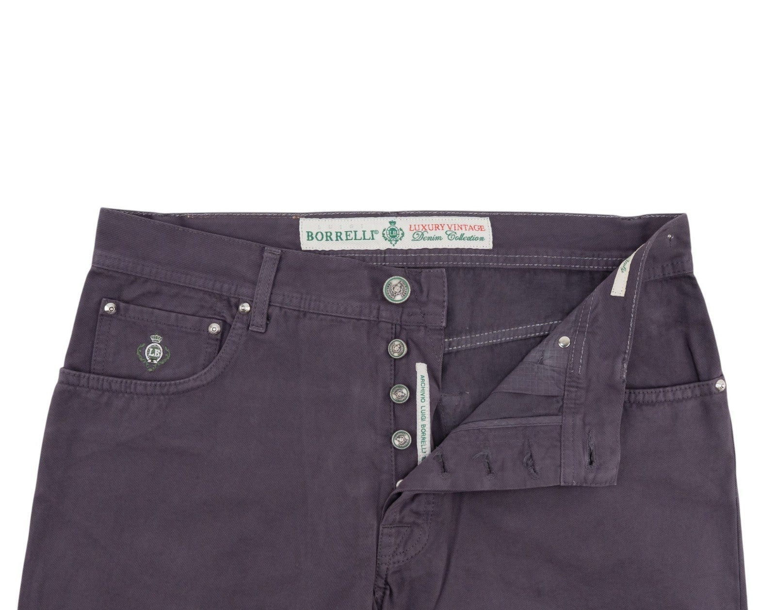 415$ LUIGI BORRELLI NAPOLI Purple Denim Jeans Pant Twill Cotton 34 US / 50 EU