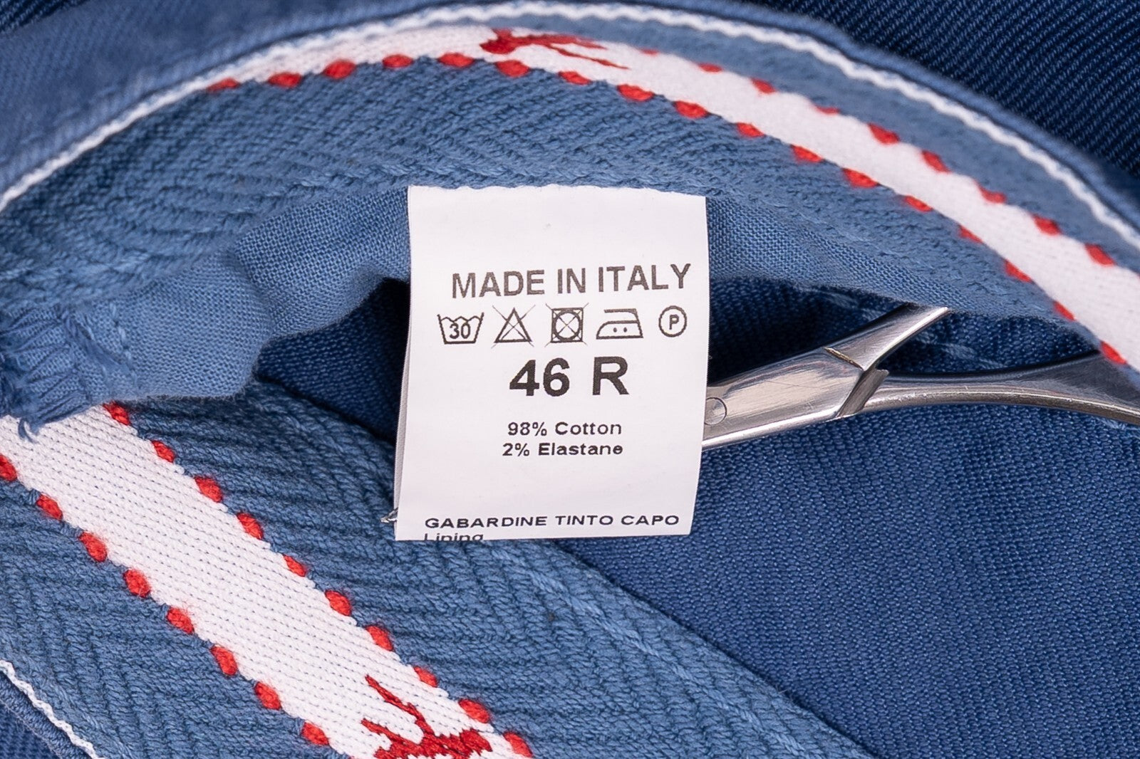690$ ISAIA NAPOLI Blue Denim Jeans Trousers Pant Gabardine Cotton Slim Fit
