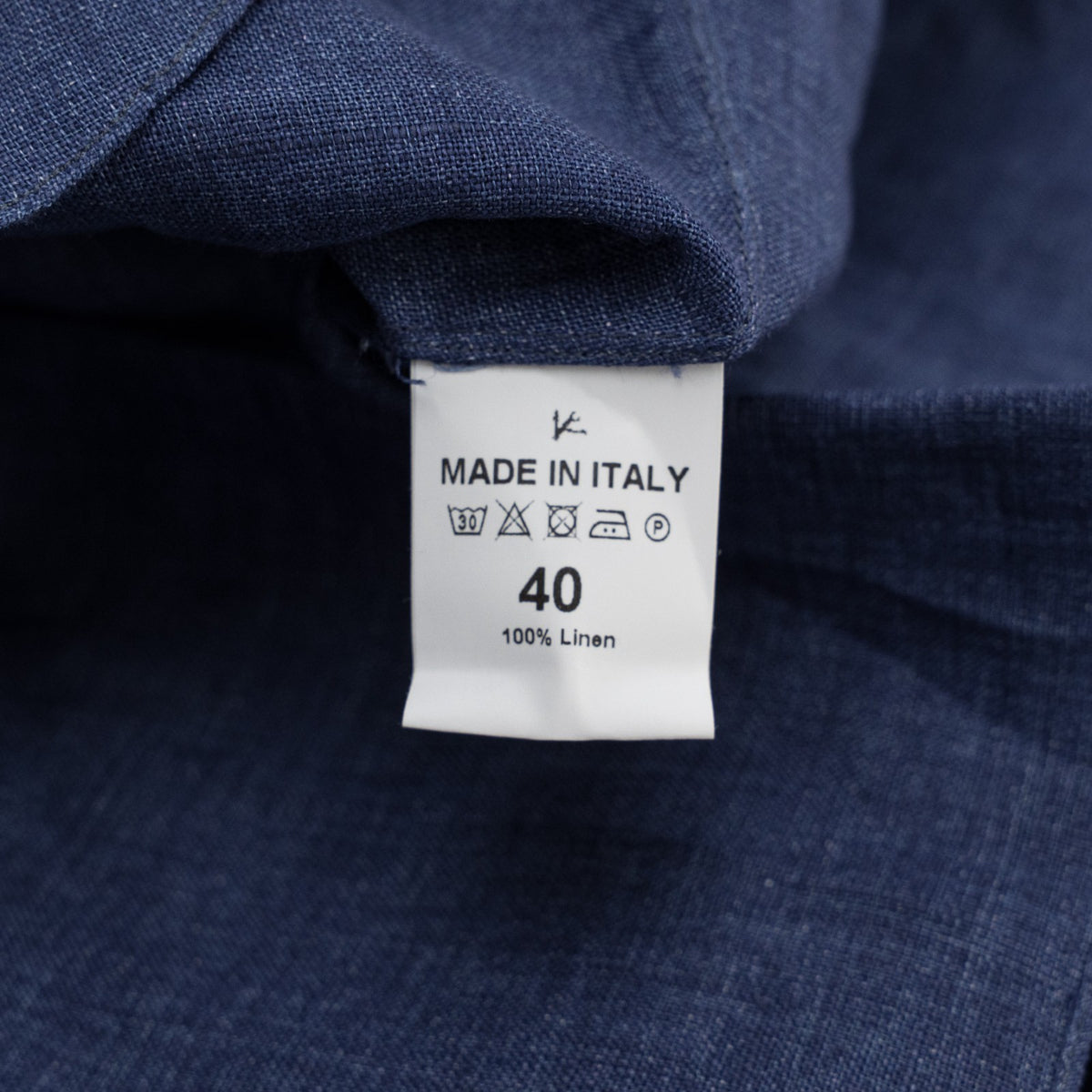 765$ ISAIA NAPOLI "Mix" Blue Dress Shirt Hand-Sewn 100% Linen 15.75 - 40