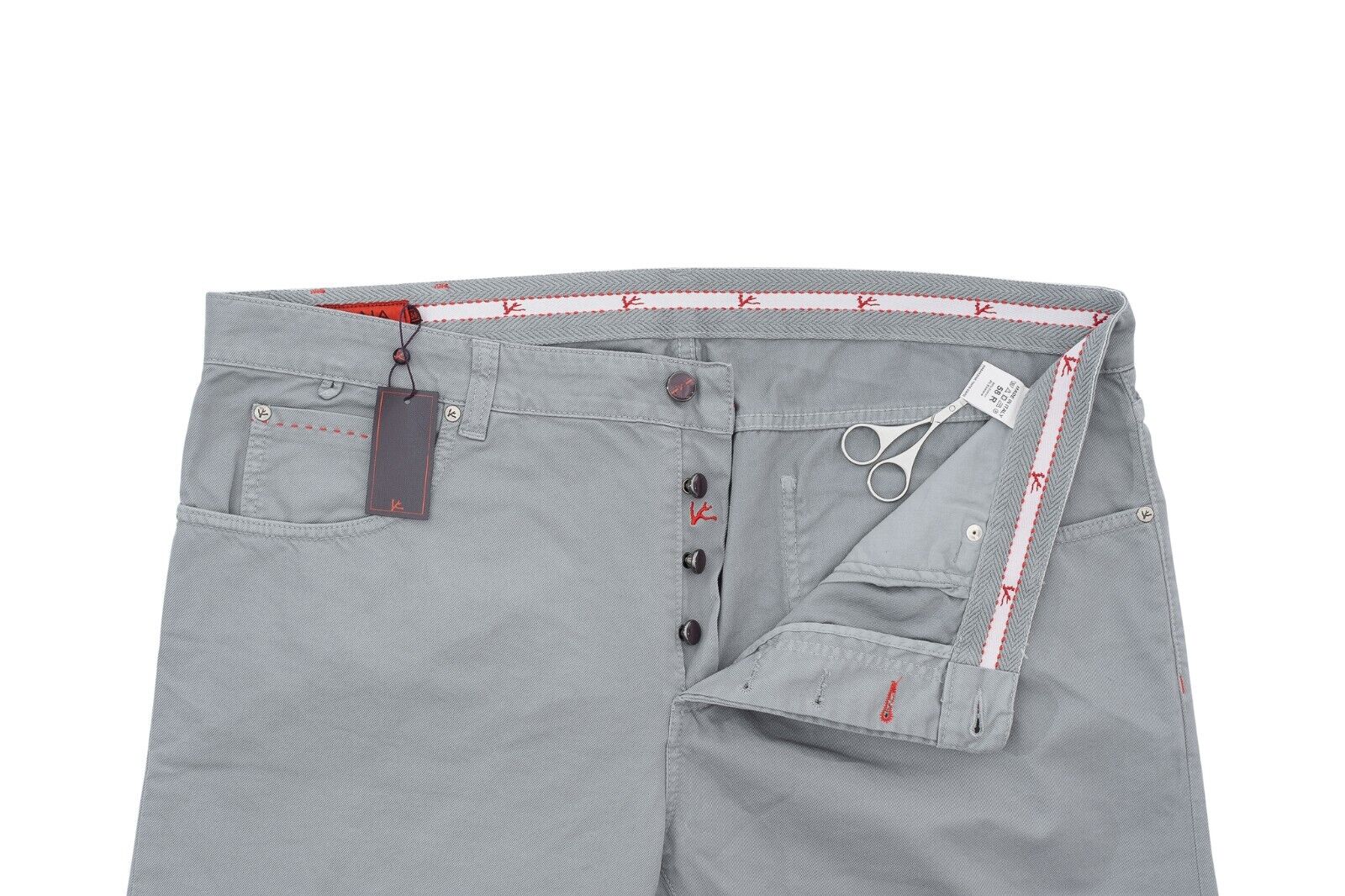 690$ ISAIA NAPOLI Gray Denim Jeans Trousers Pant Gabardine Cotton 42 US / 58 EU