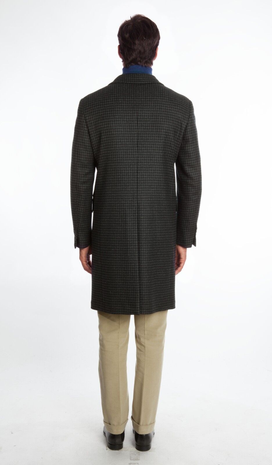 $2590 BELVEST Dark Gray Houndstooth Wool Coat 40 US / 50 EU Drop 8R Slim Fit