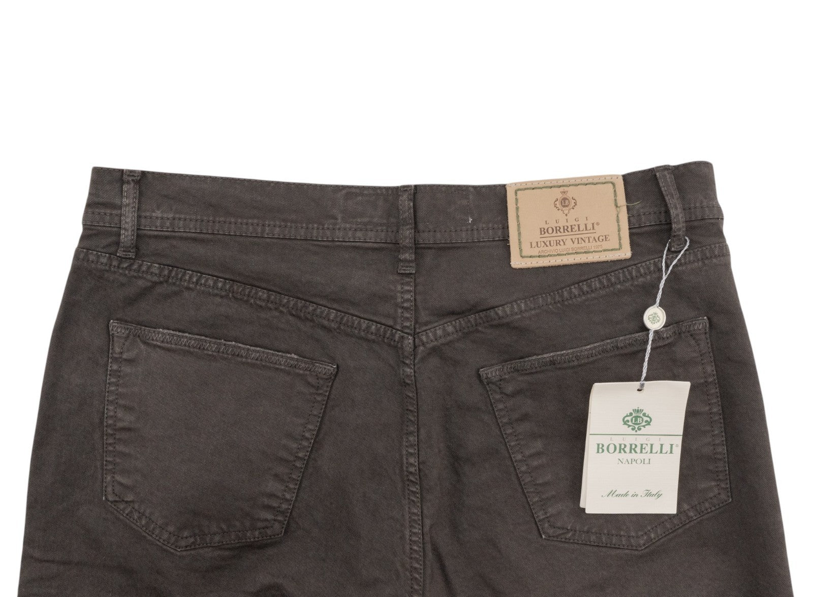 415$ LUIGI BORRELLI NAPOLI Washed Dark Brown Denim Jeans Cotton 36 US / 52 EU