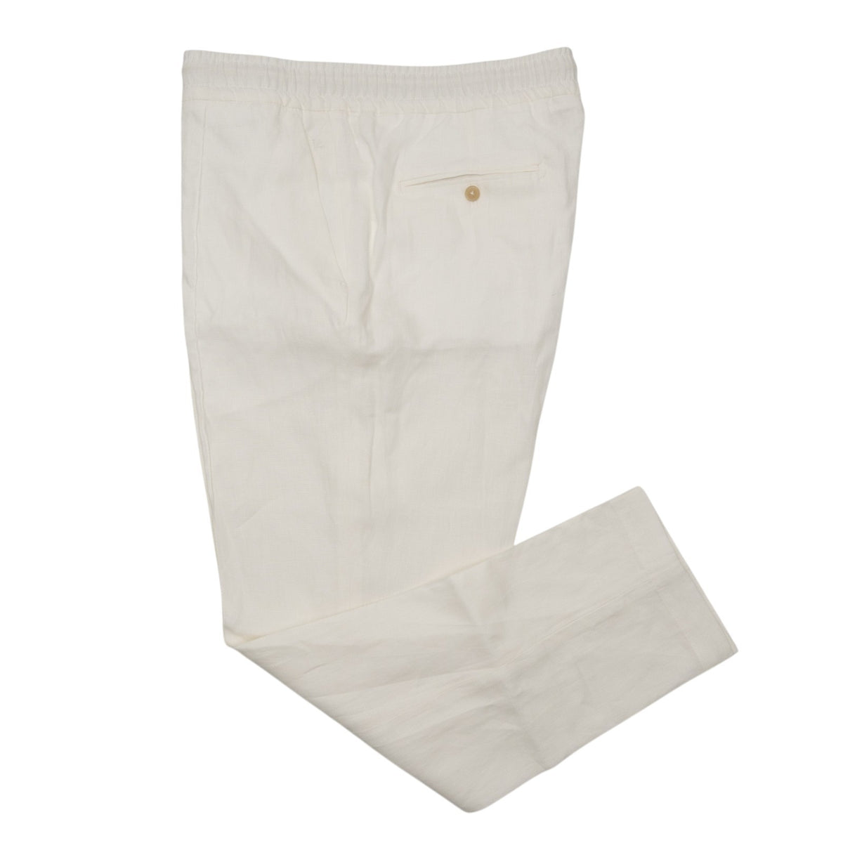 1150$ ISAIA White Drawstring Pant 100% Linen Regular Fit 38 US / 54 IT
