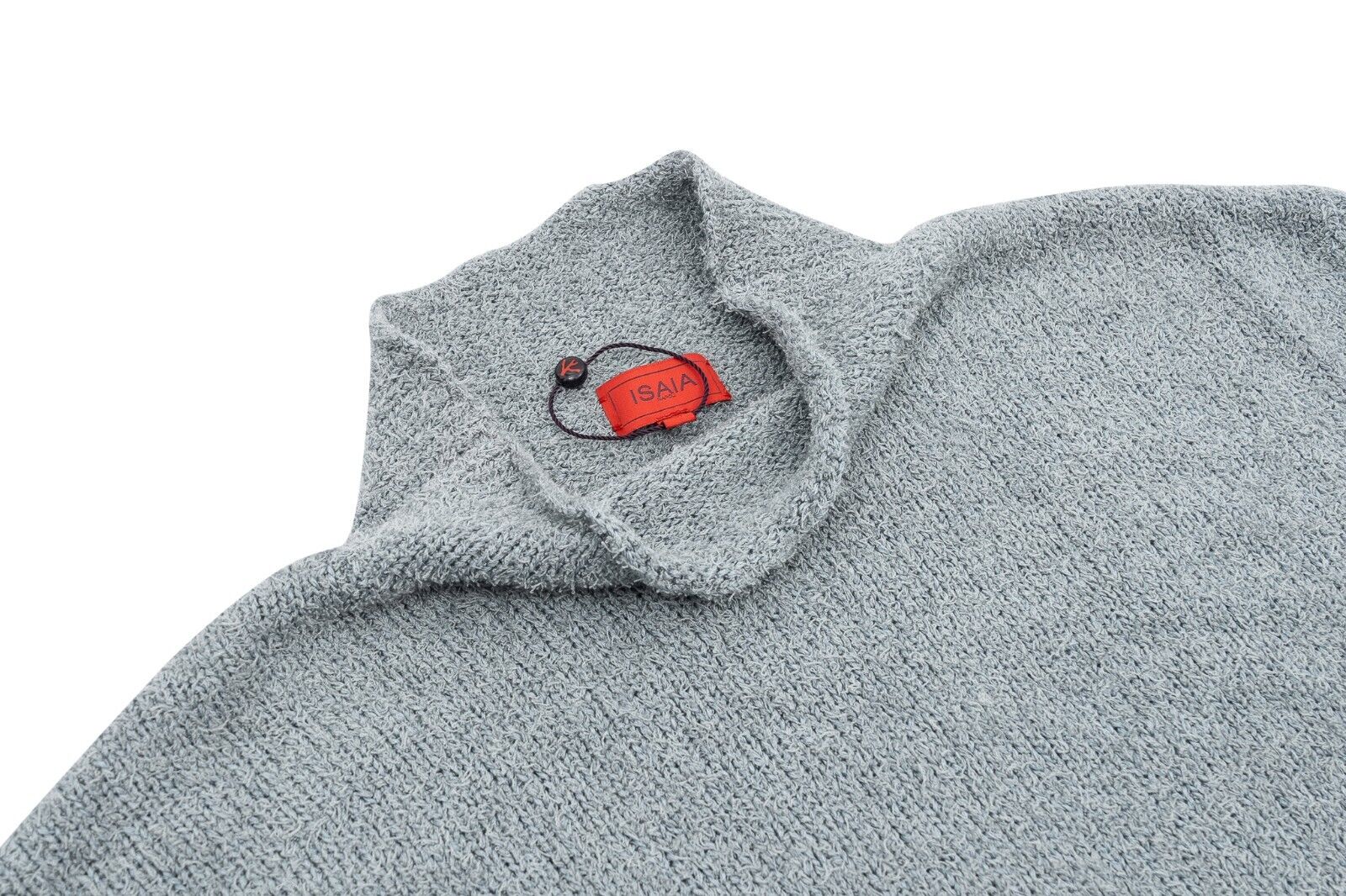 1600$ ISAIA NAPOLI "Vesuvio" Light Blue Sweater Mock-Neck Cashmere / Silk Size M