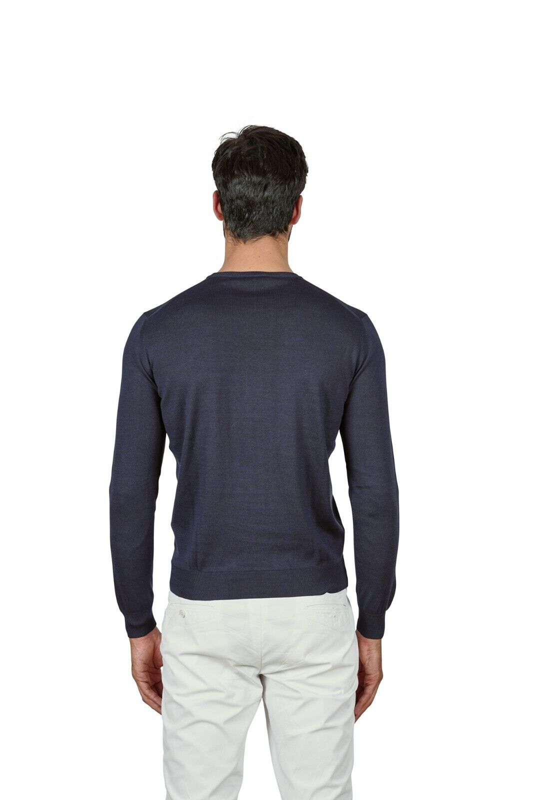 240$ Italian Luxury SUITE 191 Sweater Blue Navy Knit Cotton Long Sleeve