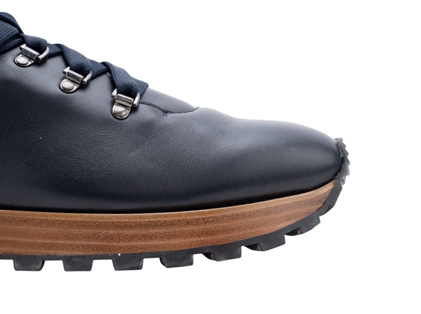 ISAIA NAPOLI Navy Suede Calfskin Leather Hiking Boots Shoes 9 UK / 10 US / 43