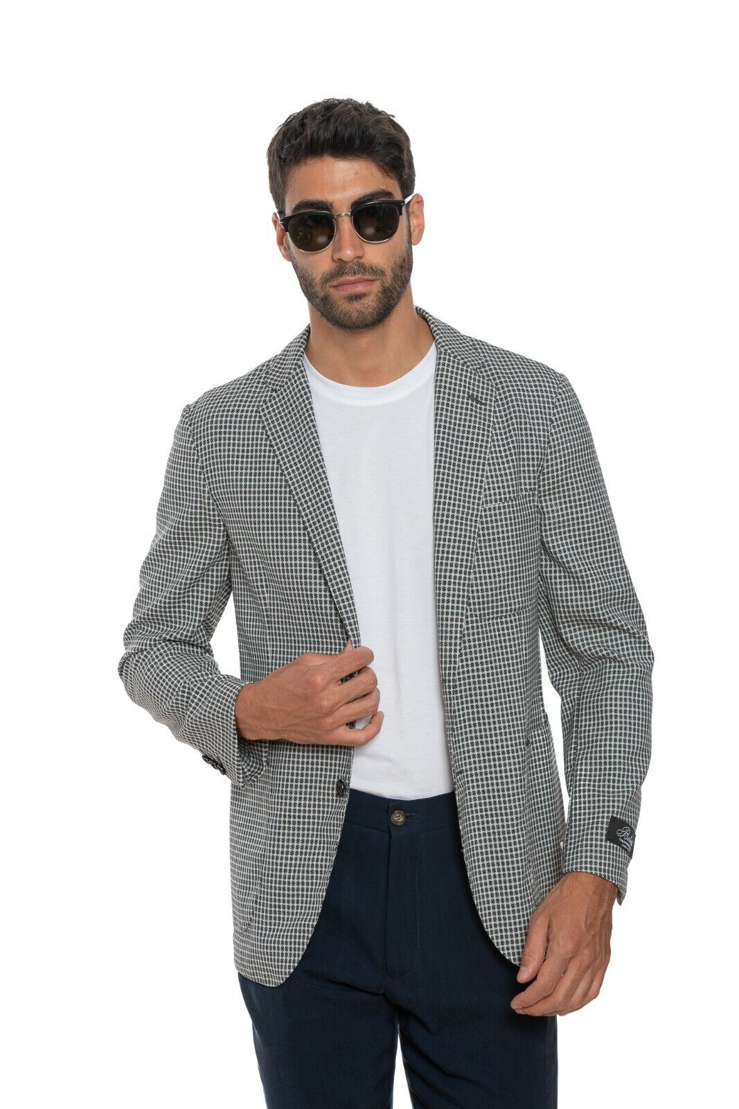 1700$ BELVEST Summer Jacket Medallion Ultra Light Wool Gray / Blue Drop 8 Slim
