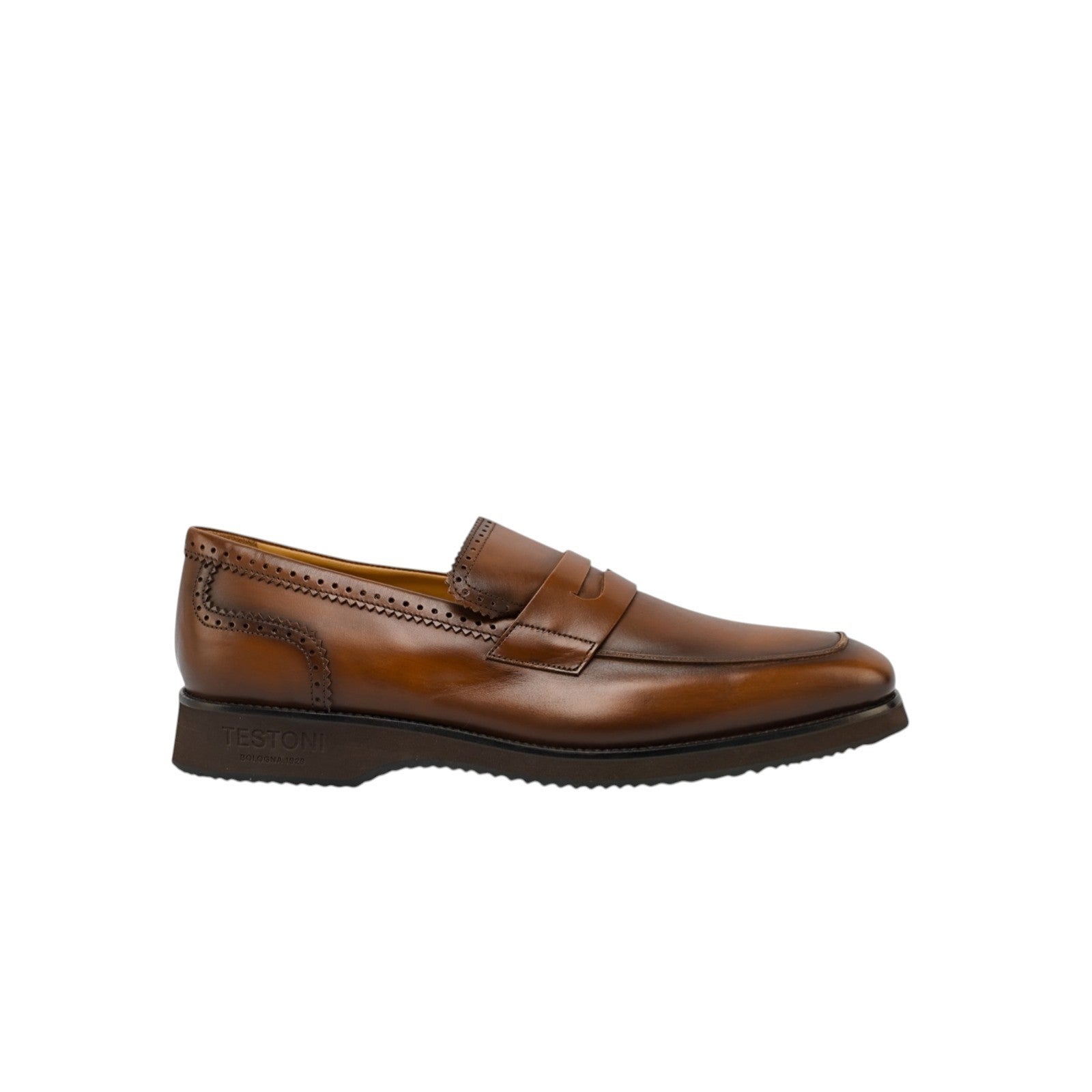 $1200 TESTONI BOLOGNA "Bolgheri" Loafer Shoes Shaded Calf Cider Brown