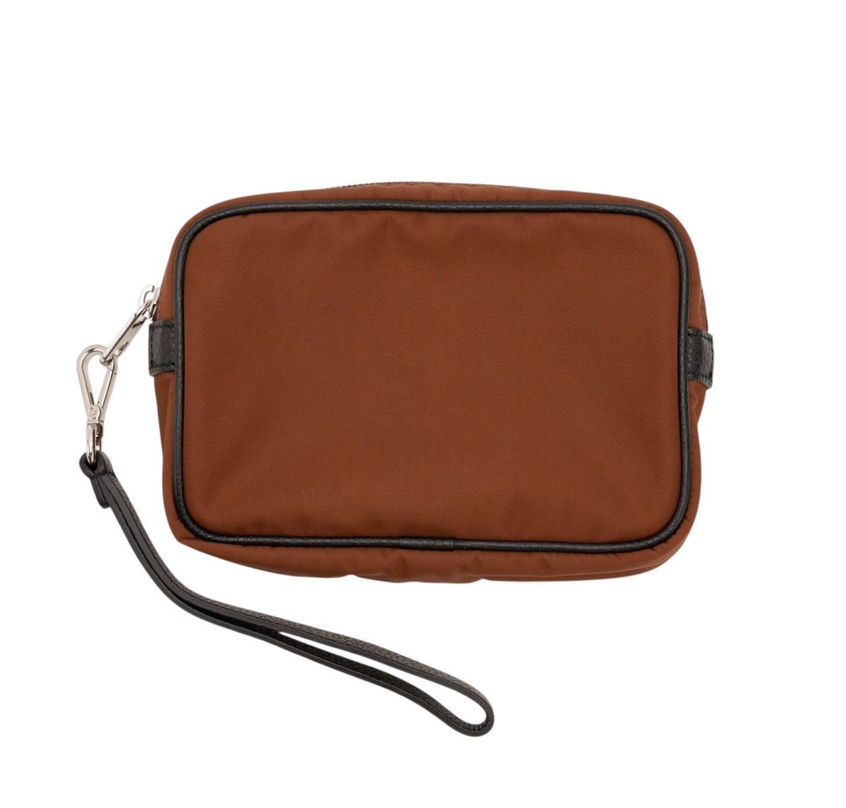 800$ GIORGIO ARMANI Beauty Case Cognac Black Tech Fabric + Leather Wrist Strap