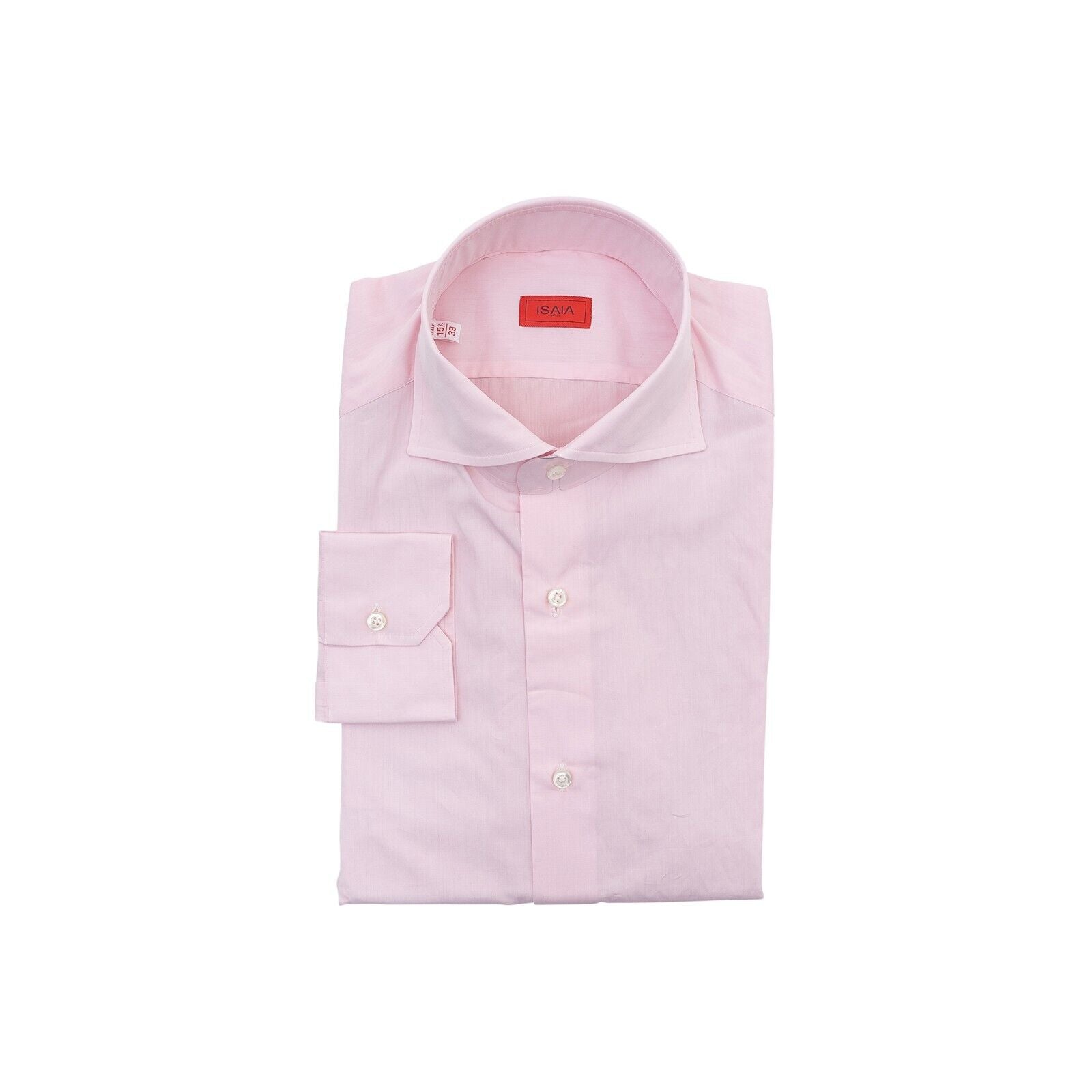 690$ ISAIA NAPOLI Solid Pink Hand-Sewn Sartorial Dress Shirt Cotton