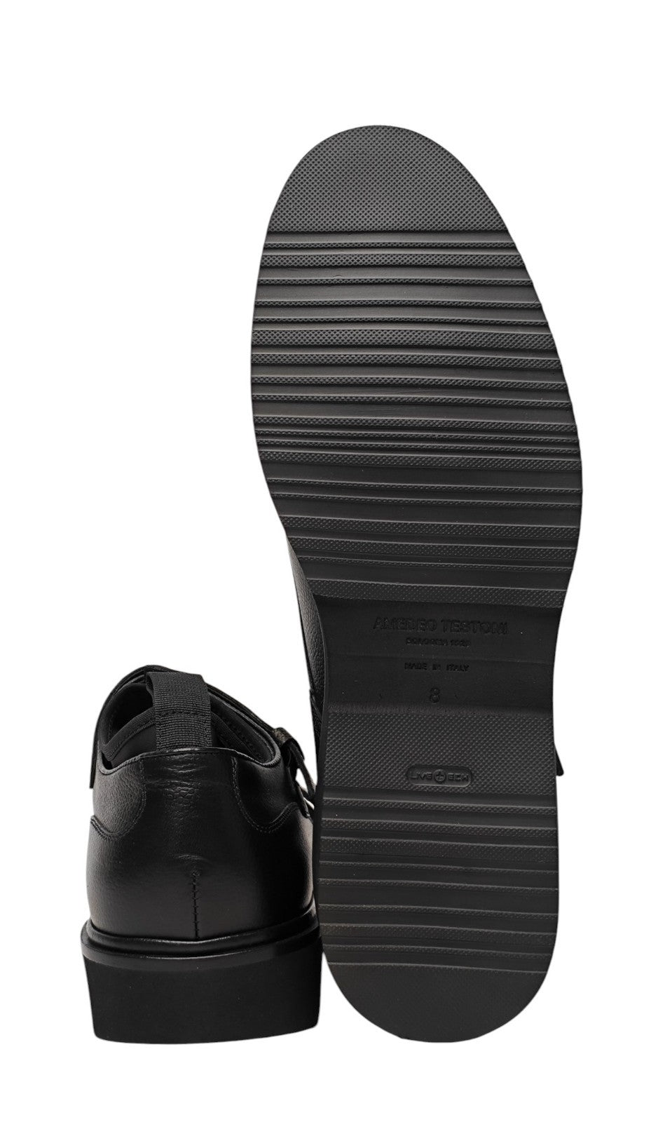 1100$ TESTONI "Cremona" Black Double Monk Shoes Grain Calf 8 UK / 9 US / 42 IT