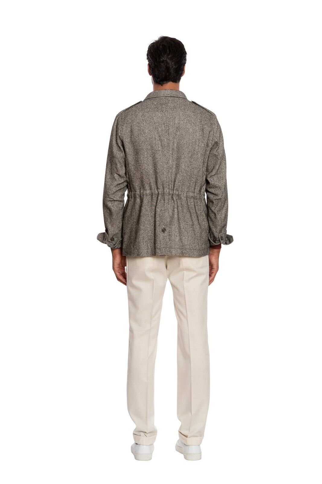 $1900 BOGLIOLI x T.SUZUKI Grey Tweed Casual Coat Jacket Hemp Wool Size L