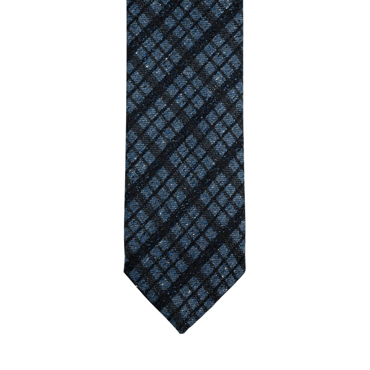 $290 ITALO FERRETTI Tie Check Dark Blue 100% Wool Handmade in Italy BIJAN