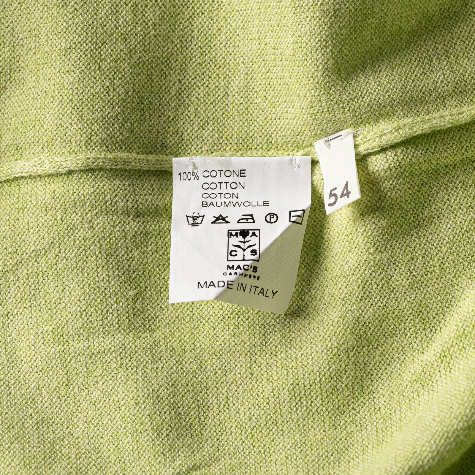 Luxury FIORONI CASHMERE Sweater Sleeveless Lime "Sea Island Cotton" 44 US 54 EU