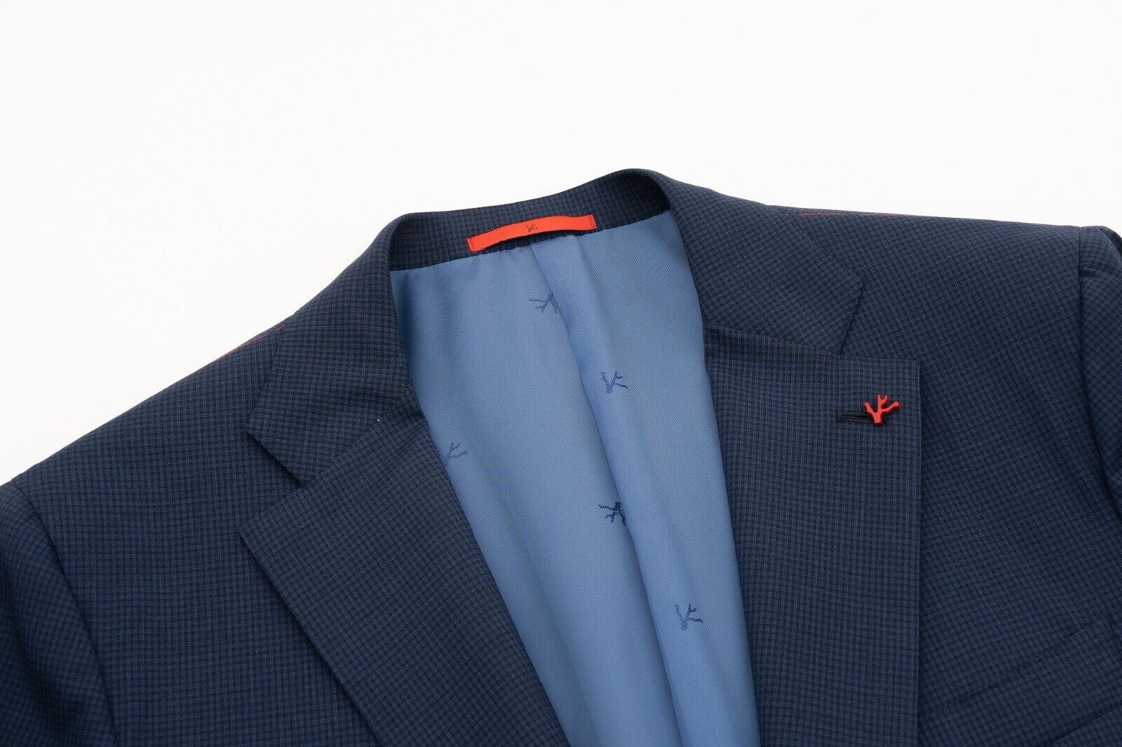 $5800 ISAIA NAPOLI Blue Hand-Sewn Checks Suit Fine Wool / Silk 7R ( Regular)