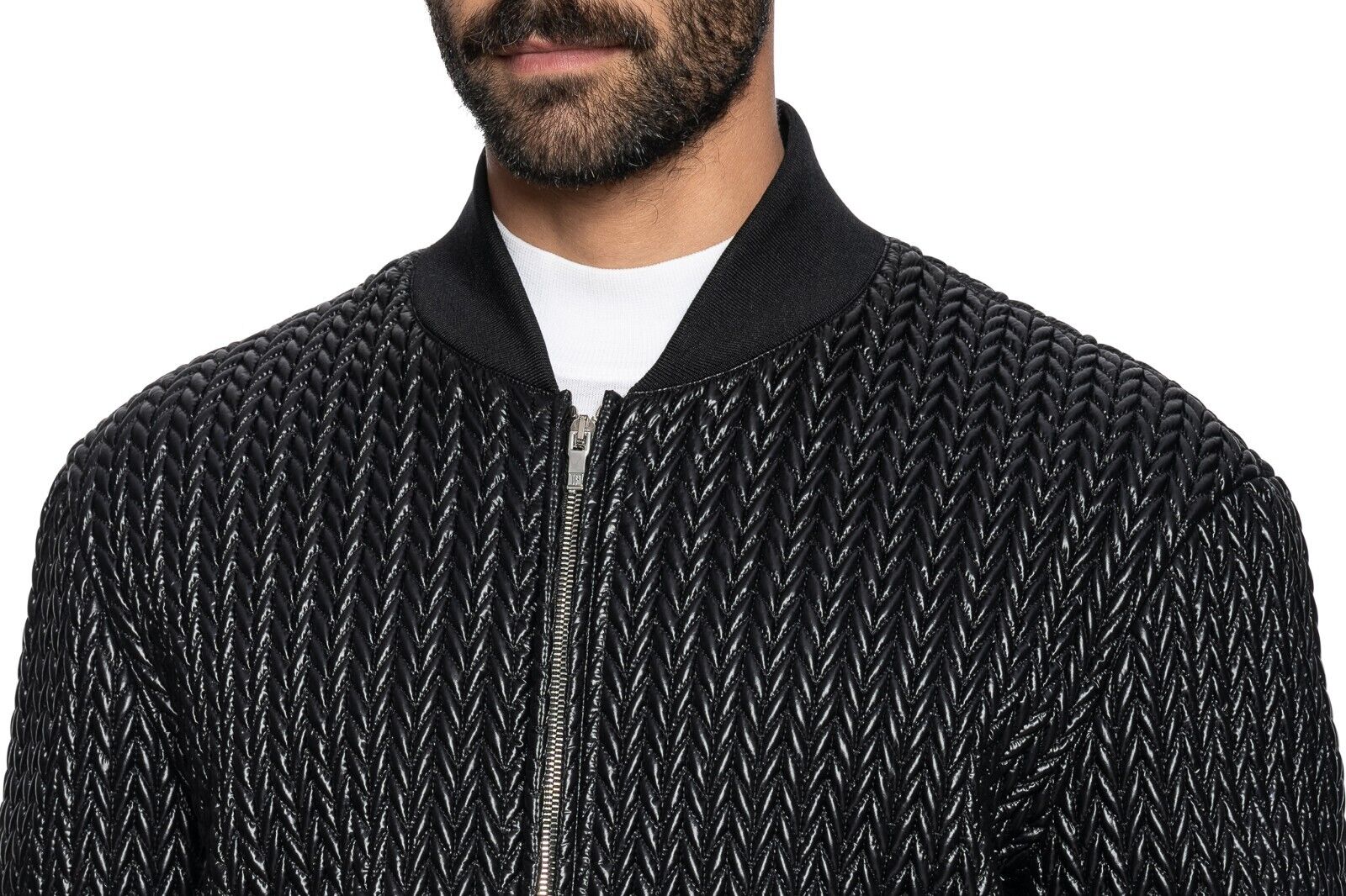 2000$ LUXURY ITALO FERRETTI Bomber Jacket "WOVEN" Black 40 US / 50 EU ZILLI