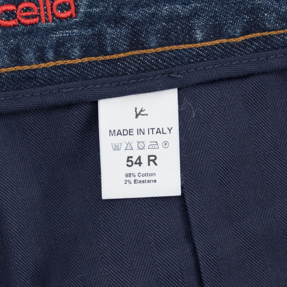795$ ISAIA NAPOLI "Forcella" Blue Denim Jeans Pant Cotton - Leather Tag Wide Leg