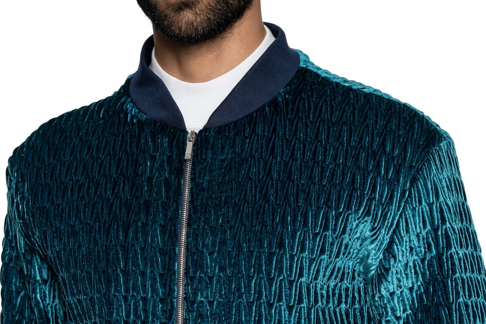 2000$ FABIO CAVIGLIA Bomber Jacket "WOVEN" Corduroy Lining in Silk 40 US / 50 EU