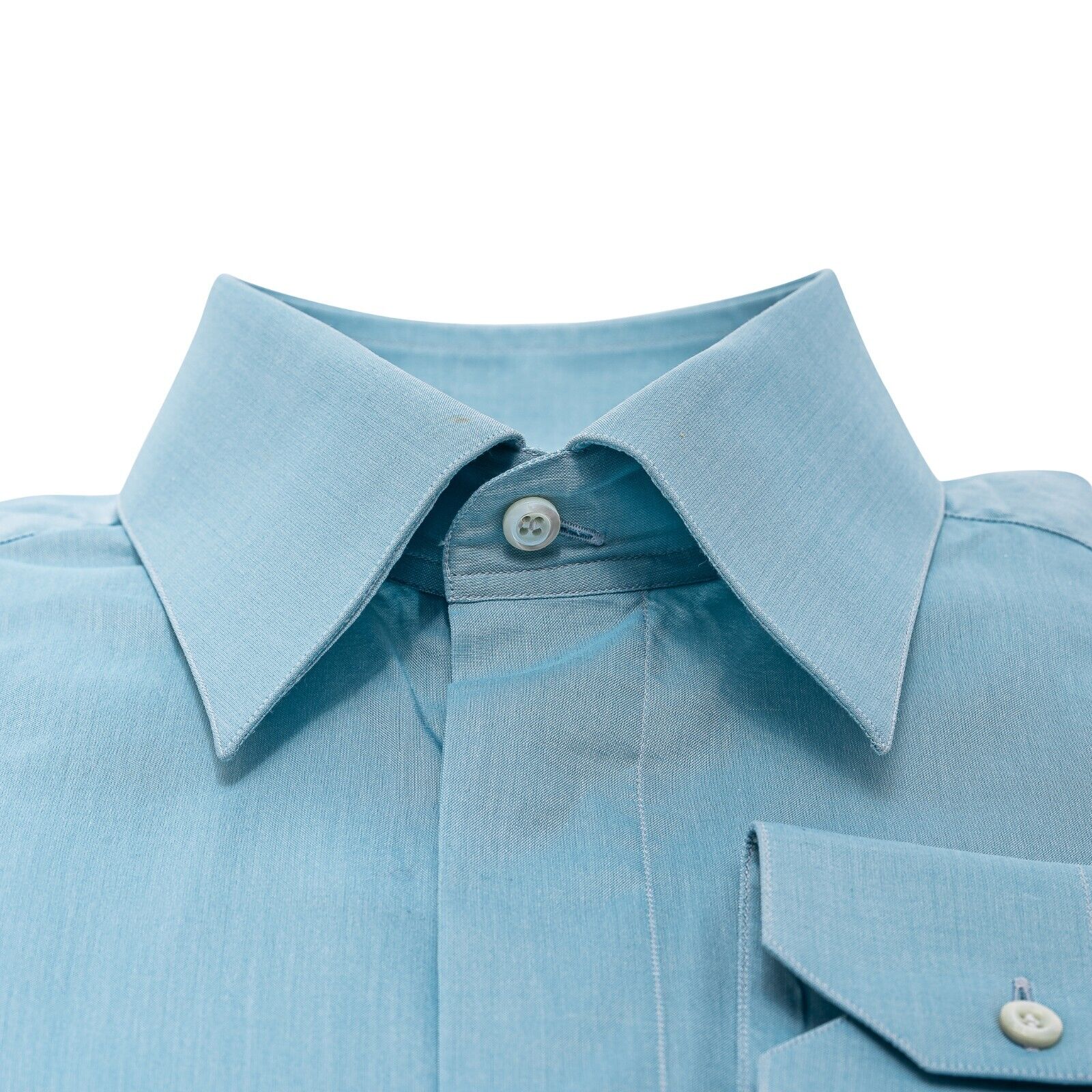 690$ LUXURY GERLIN Shirt Blue Tiffany Fine Cotton 15.5 - 39 7T BIJAN