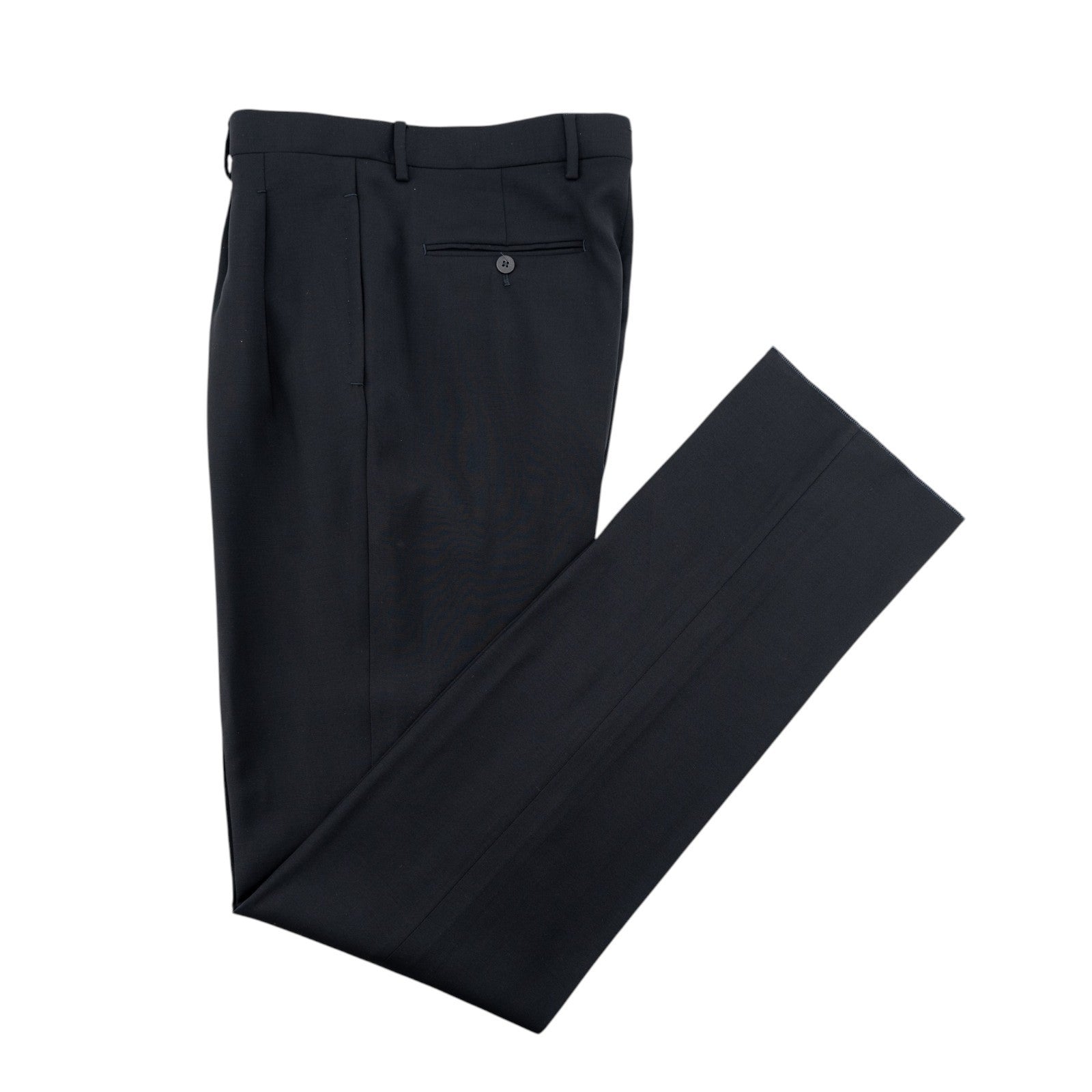 1680$ ISAIA Hand-Sewn Tapered Dress Pant Fine Wool Blue Midnight 32 US / 48 EU