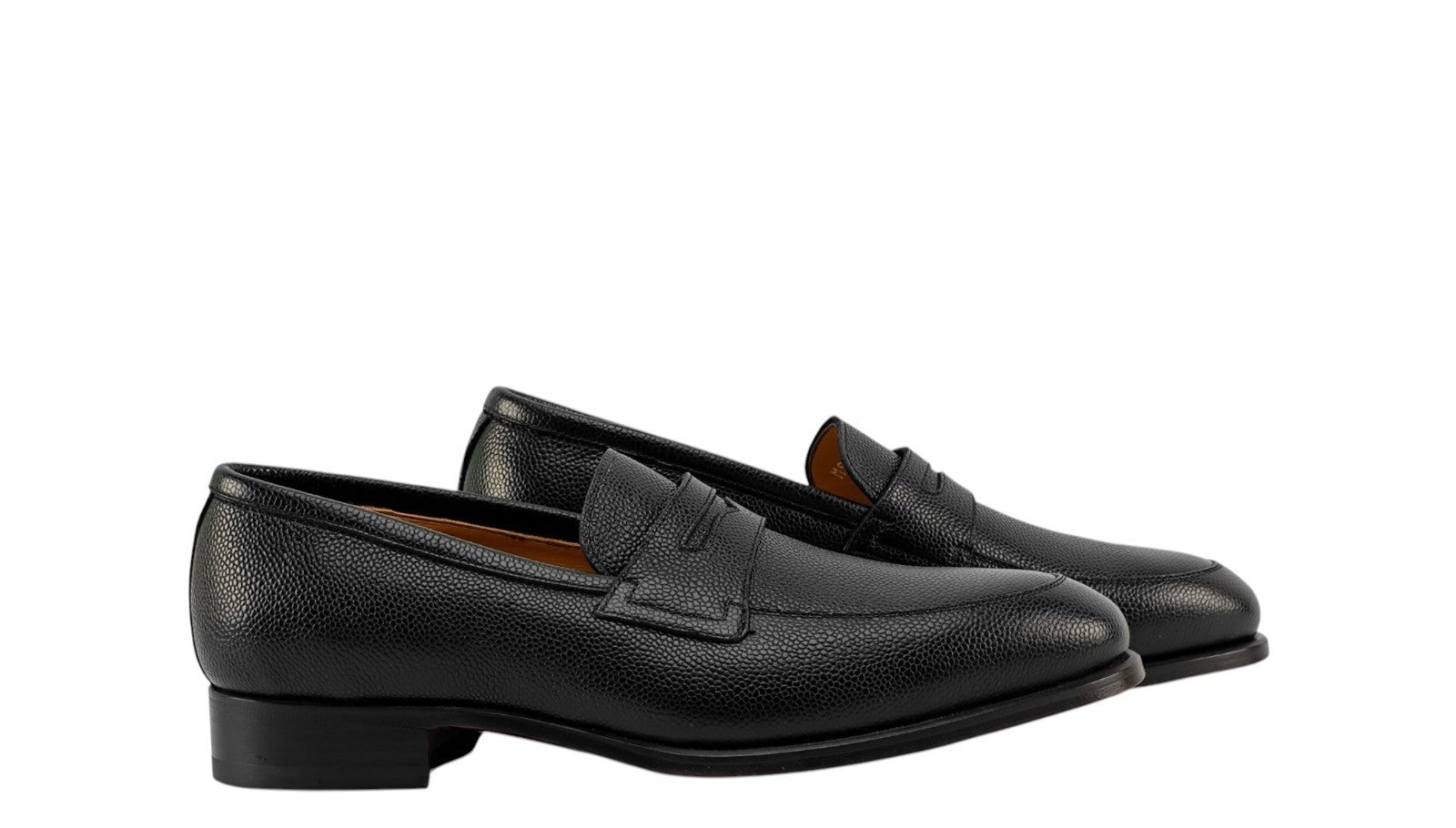 1200$ TESTONI Penny Loafer Shoes Micro Grain Calf Black 8 UK / 9 US / 42 IT