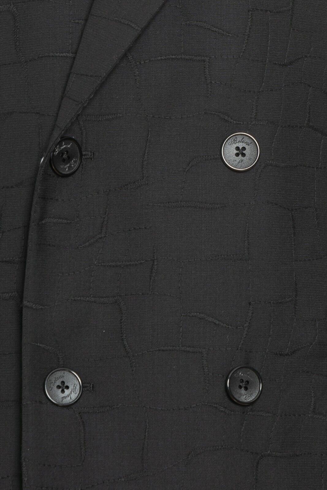 2080$ BELVEST Black Double Breasted Jacket Wool 42 US / 52 EU 8R Super Slim Fit