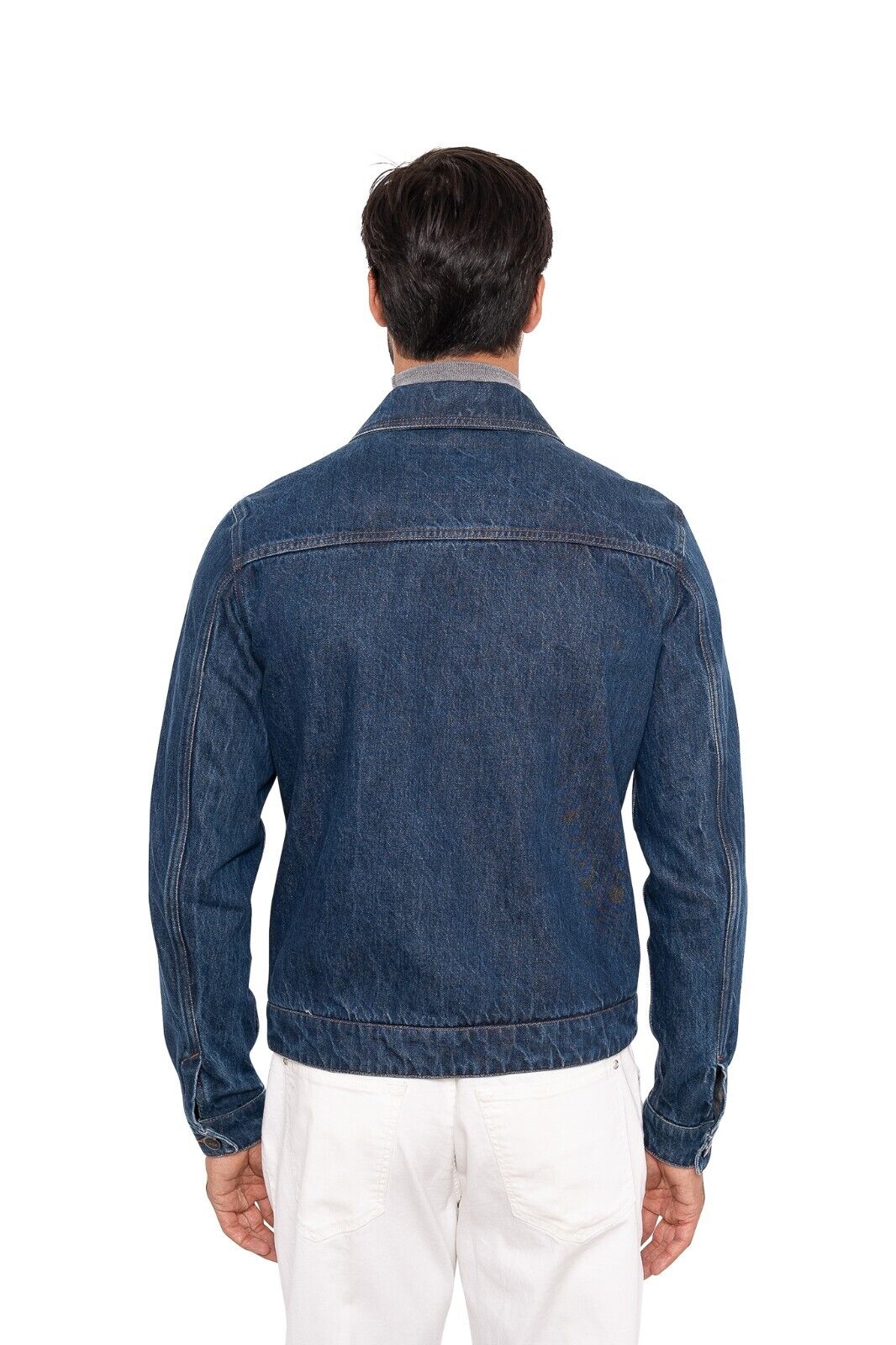 $2200 ISAIA NAPOLI Blue Trucker Jacket Cotton 38 US / 48 EU R