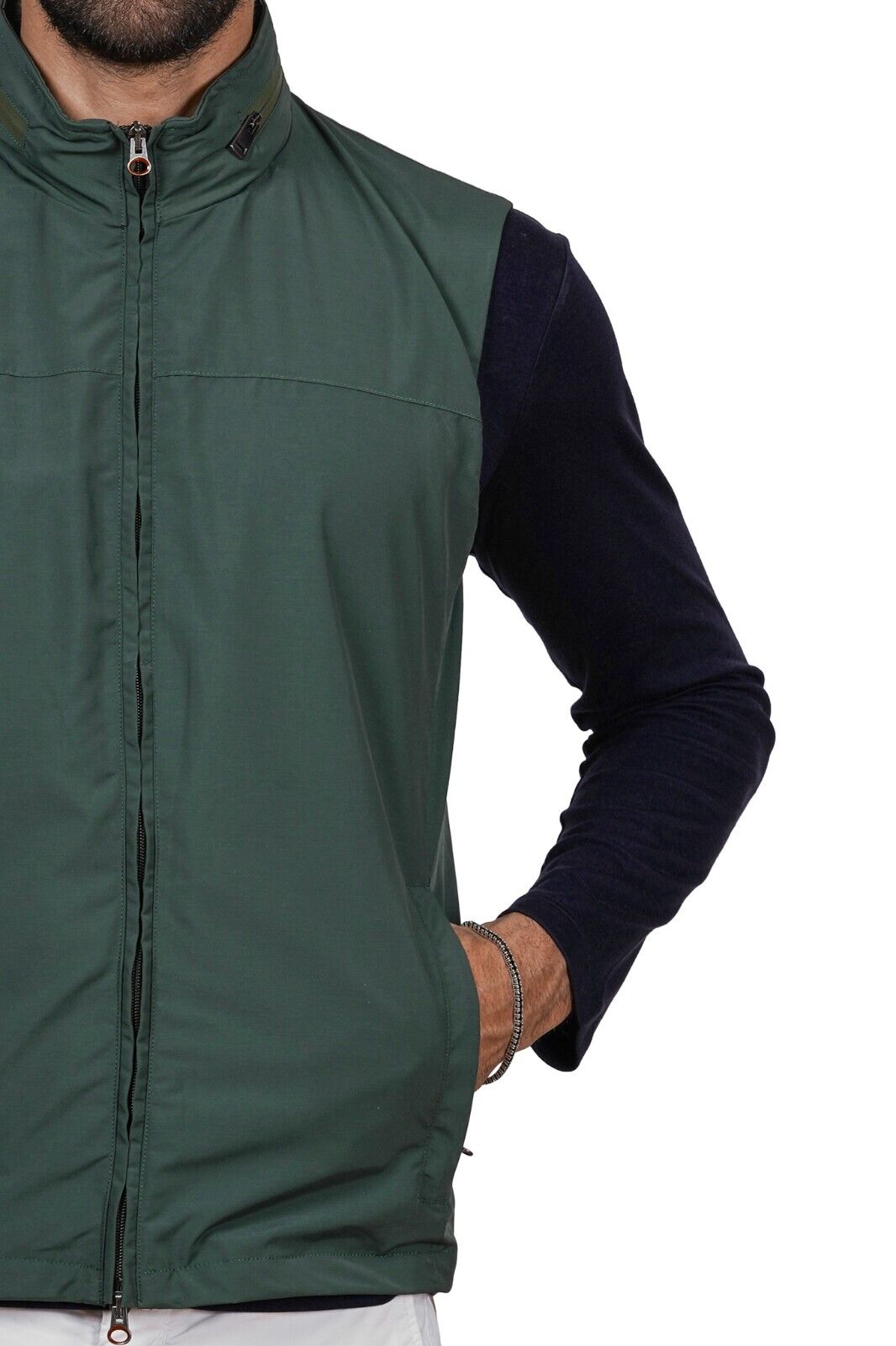 $750 KIRED by KITON Green Forest Vest Jacket Tailored Sportswear Wool Waterproof