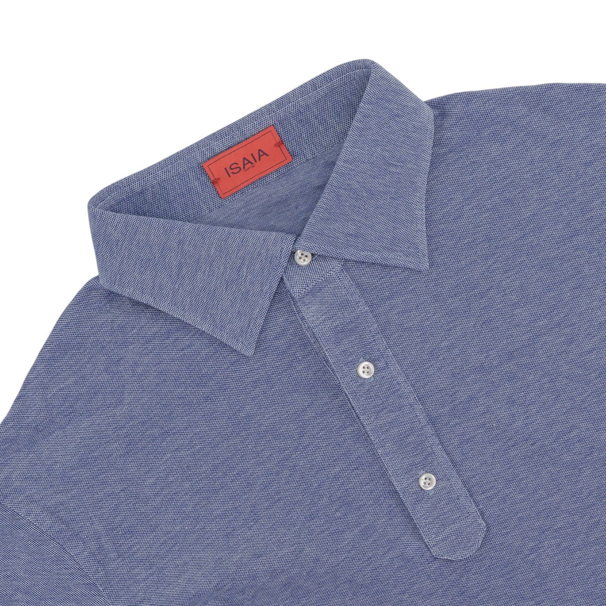 550$ ISAIA NAPOLI Cotton Jersey Short Sleeve Polo Blue Size XL