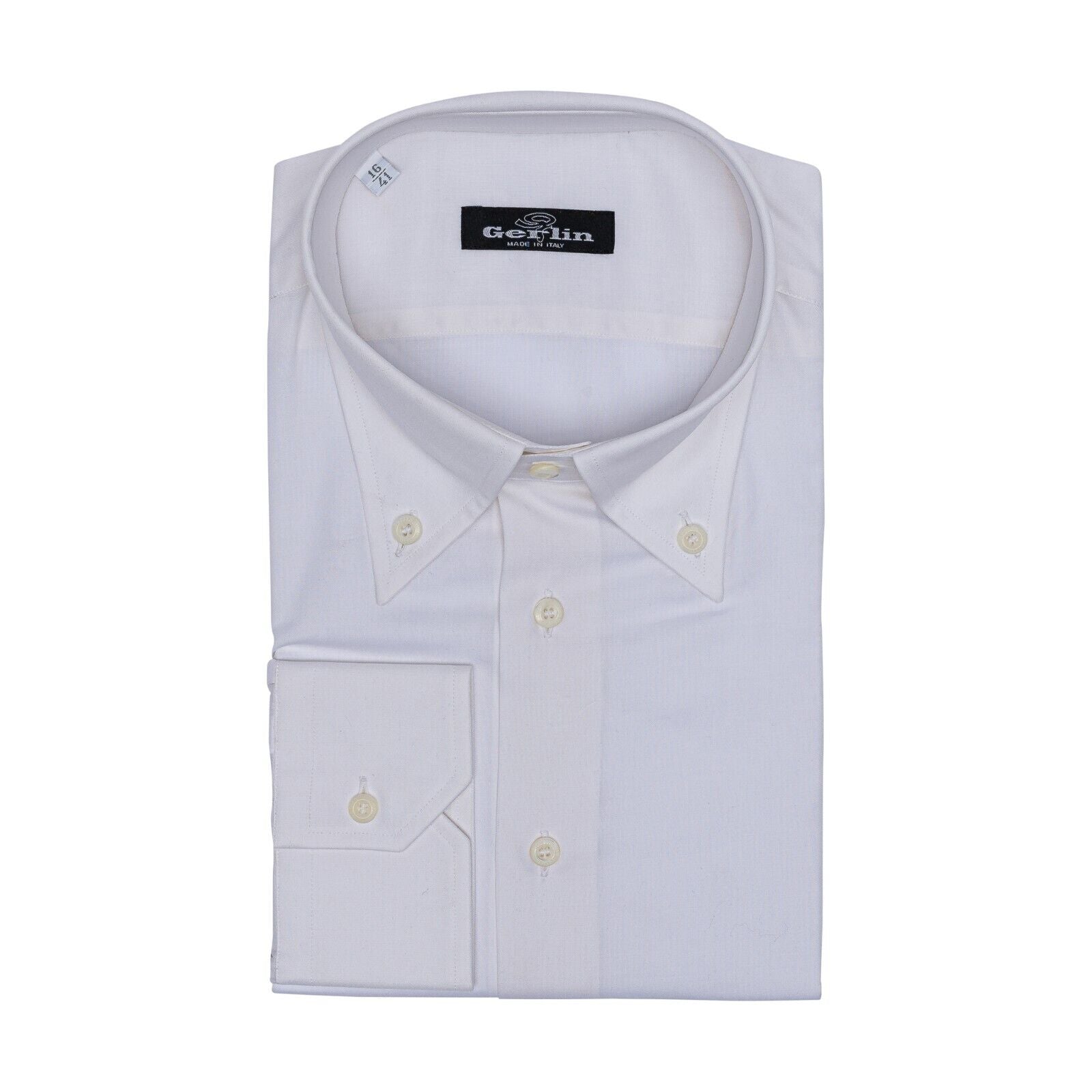 690$ LUXURY GERLIN Shirt White Point Collar Cotton 17.5 - 44 3D BIJAN